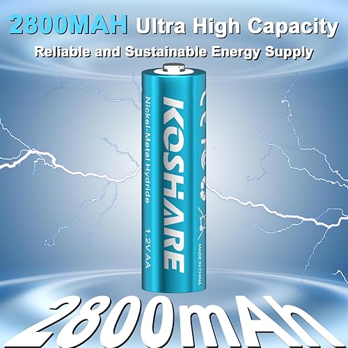 Miniatura 2 de Paquete de 8 baterías recargables Ni-MH AA con cargador, batería AA Ni-MH de 1.2 V 2800 mAh, batería NiMH doble A, recargable hasta 800 veces,