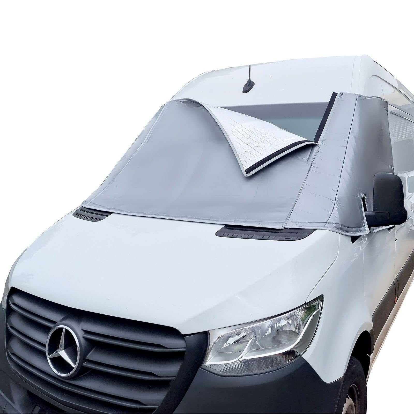 Marvix Außen Thermofenstermatte Silber Thermoschutz Abdeckung für für Sprinter ab 2018 Außenisoliermatte Wohnmobil Abdeckung Sonnenschutz