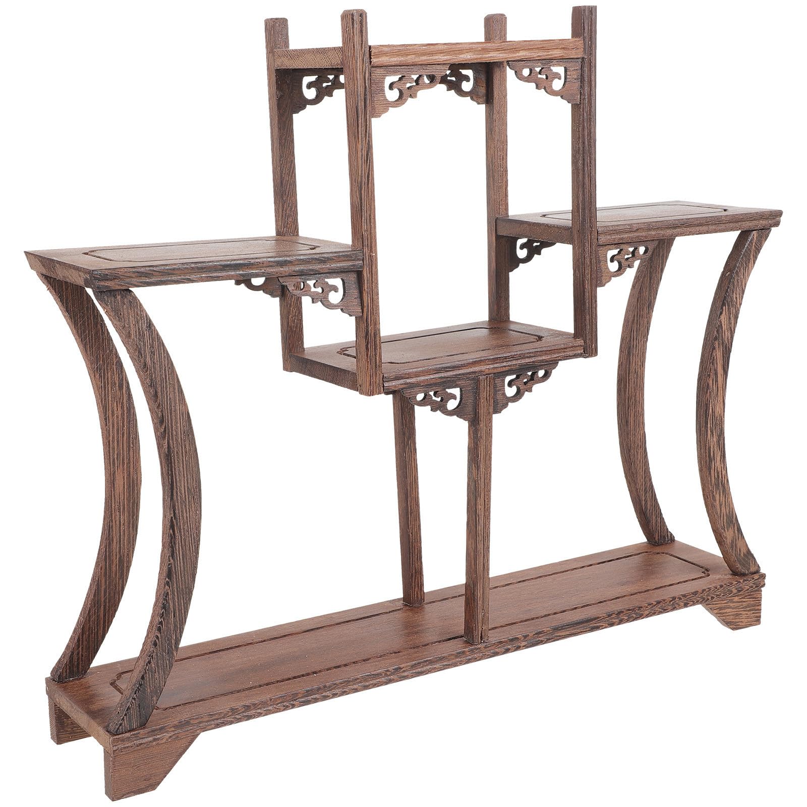 Étagère de rangement antique bois de poulet support plantes bibelots anciens