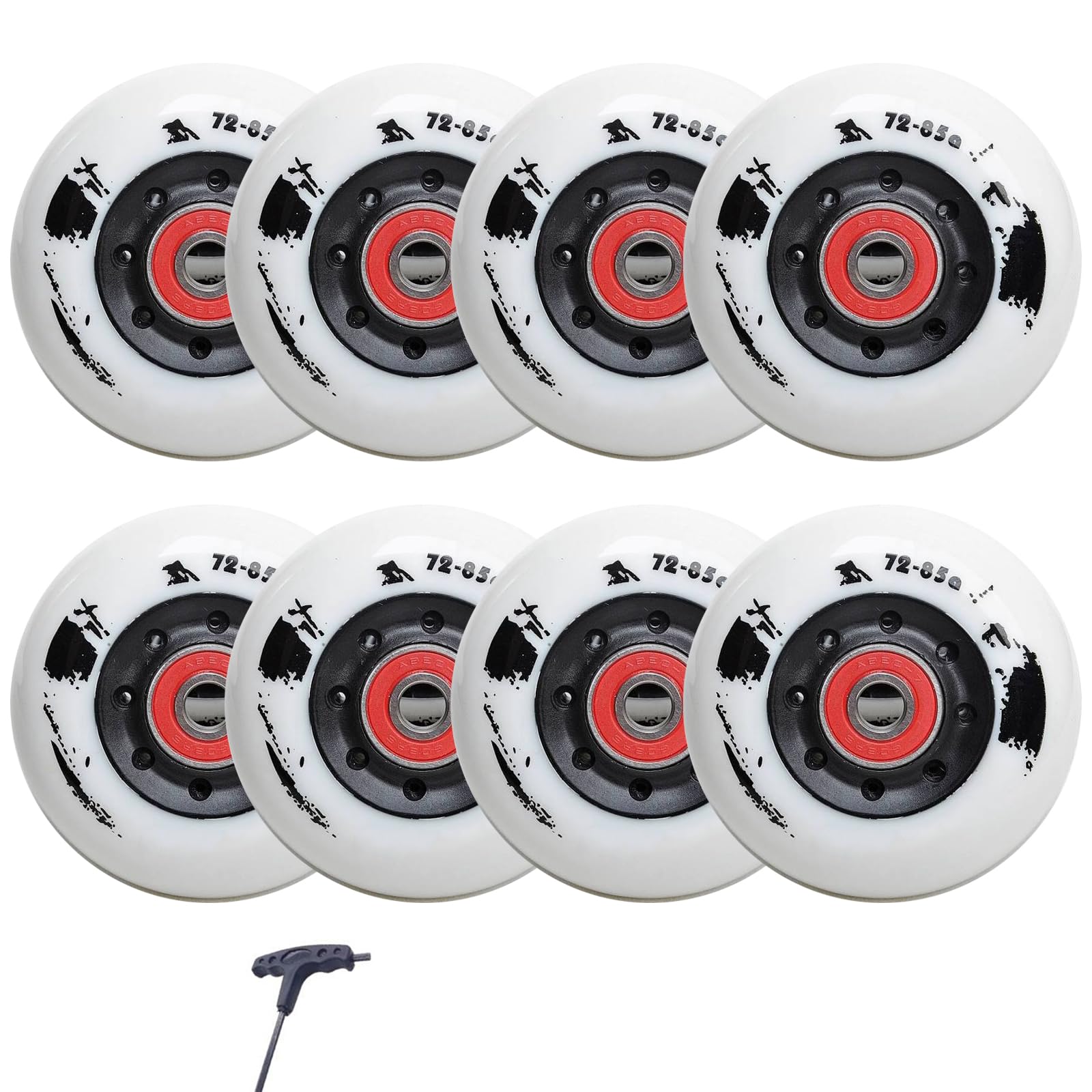 Generico Rotelle per Pattini in Linea Interni/Esterni Ruote per Pattini in Linea 72mm 76mm 80mm Ruote di Ricambio per Pattini in Linea con Cuscinetti Installati per Interni Ed Esterni (Nero 76mm)
