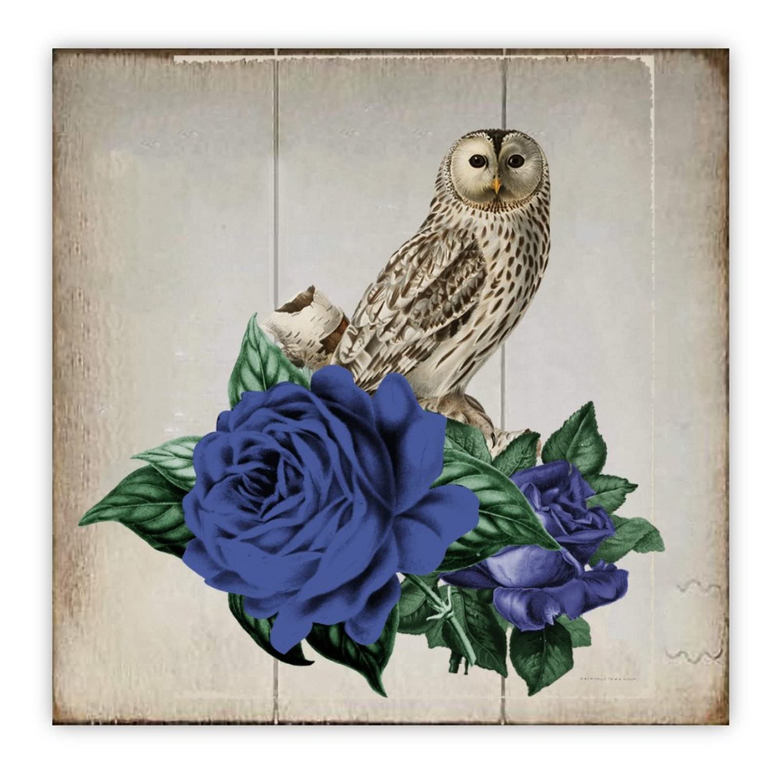 Fleur bleue et plaque en bois pour Halloween : idée cadeau rétro pour la cuisine