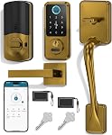 Hornbill Smart Lock for Front Door, Keyless Entry Door Lock with Handleset, Smart Deadbolt Lock for Home/New House, Auto-Lock, Brushed Gold