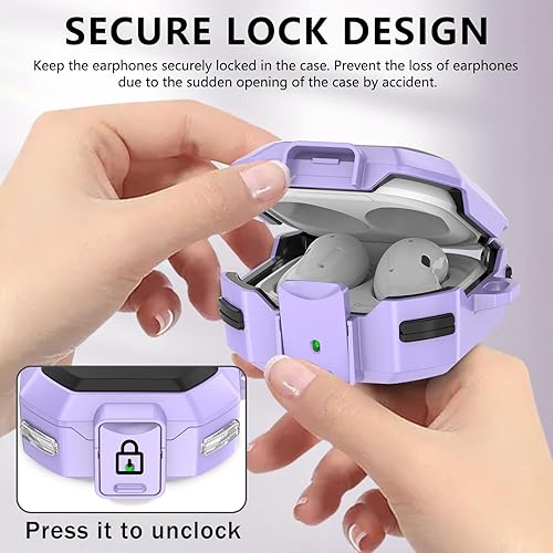 Miniatura 3 de Funda para Samsung Galaxy Buds 2 ProBuds ProBuds LiveBuds 2Galaxy Buds FE (2023), funda Pruple con bloqueo anticaída, bonito dije de caramelo para