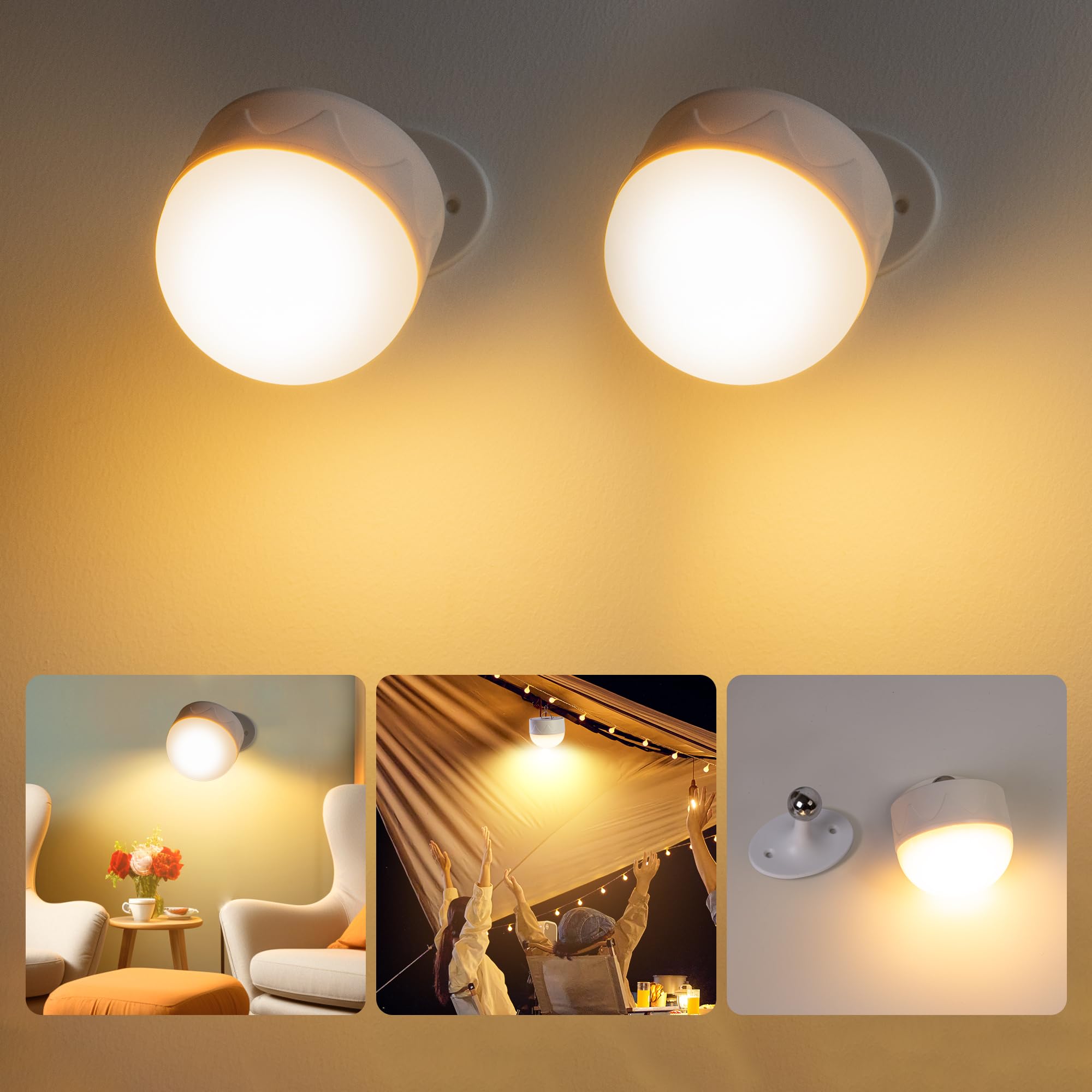 Mexllex Lámpara de Pared LED, RGB Multifuncional Apliques Pared Interior 2 Pcs con Control Remoto, 5 Modos de Iluminación, Función de Memoria y Cronometraje, Lampara LED Drecargable USB