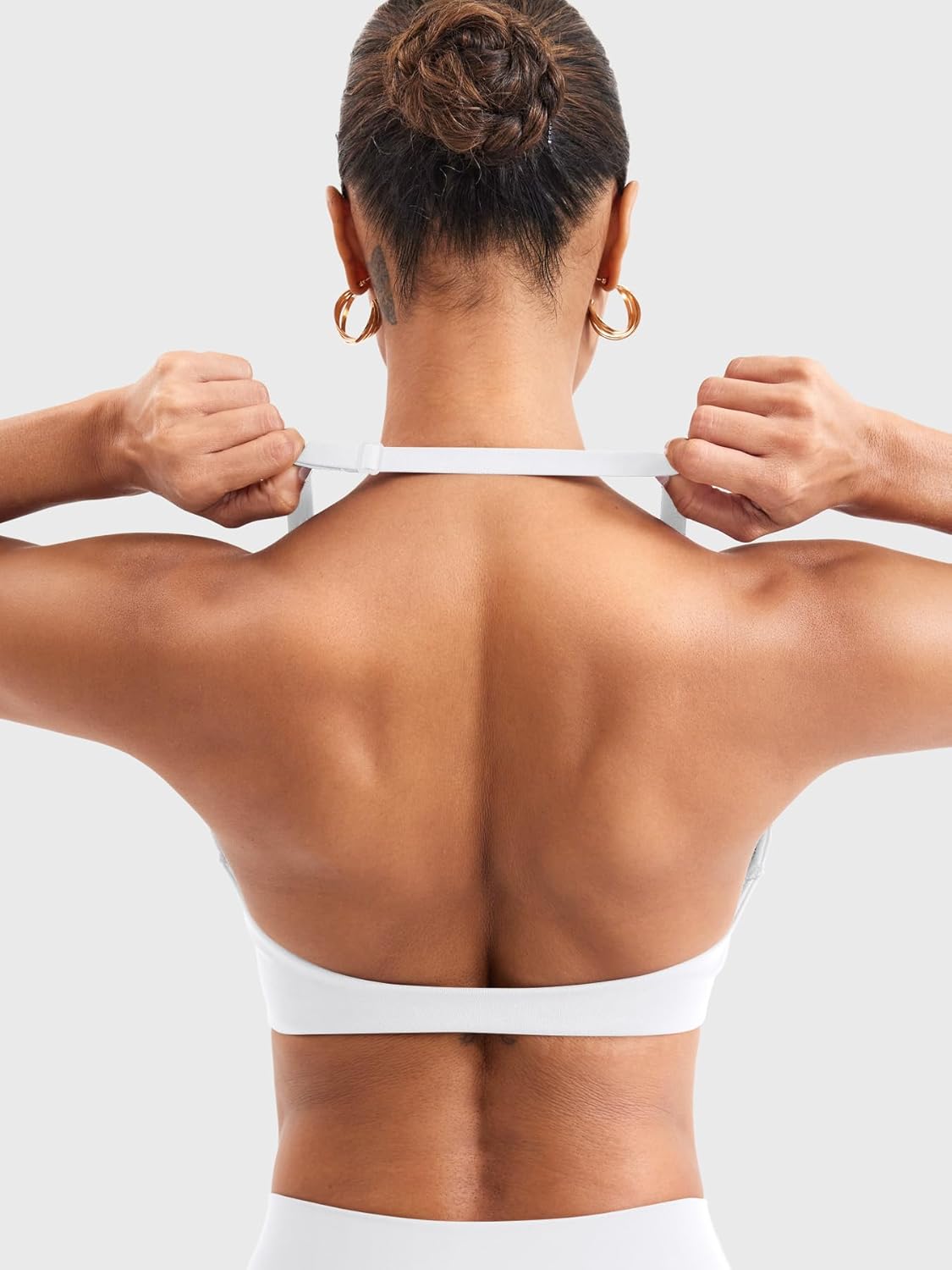 YEOREO Halter Sports Bras for Women Low Impact Removable Padded Adjustable Deep V Bra Seamless Workout Gym Crop Tops - Image 2