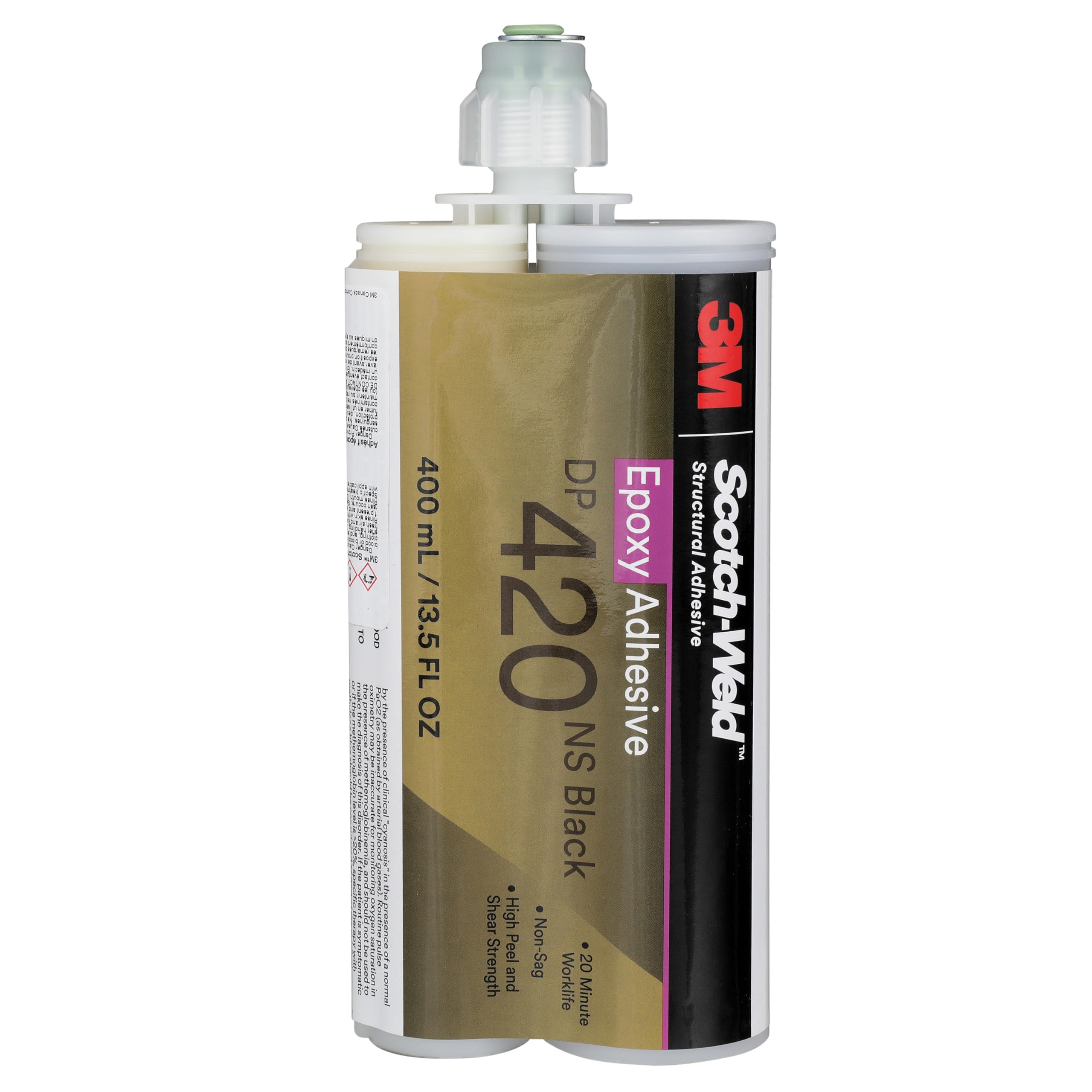 3M Scotch-Weld Epoxy Adhesive DP420NS, Black, 400 mL Duo-Pak, Toughened, Non-sag, Two-Part Epoxy Structural Adhesive