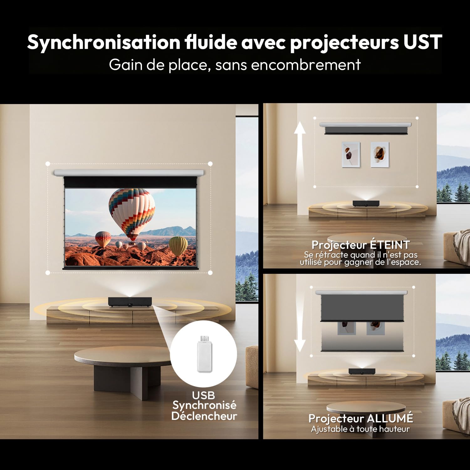 Écran Projecteur ALR CLR Motorisé Roll-Down UST 100 Pouces