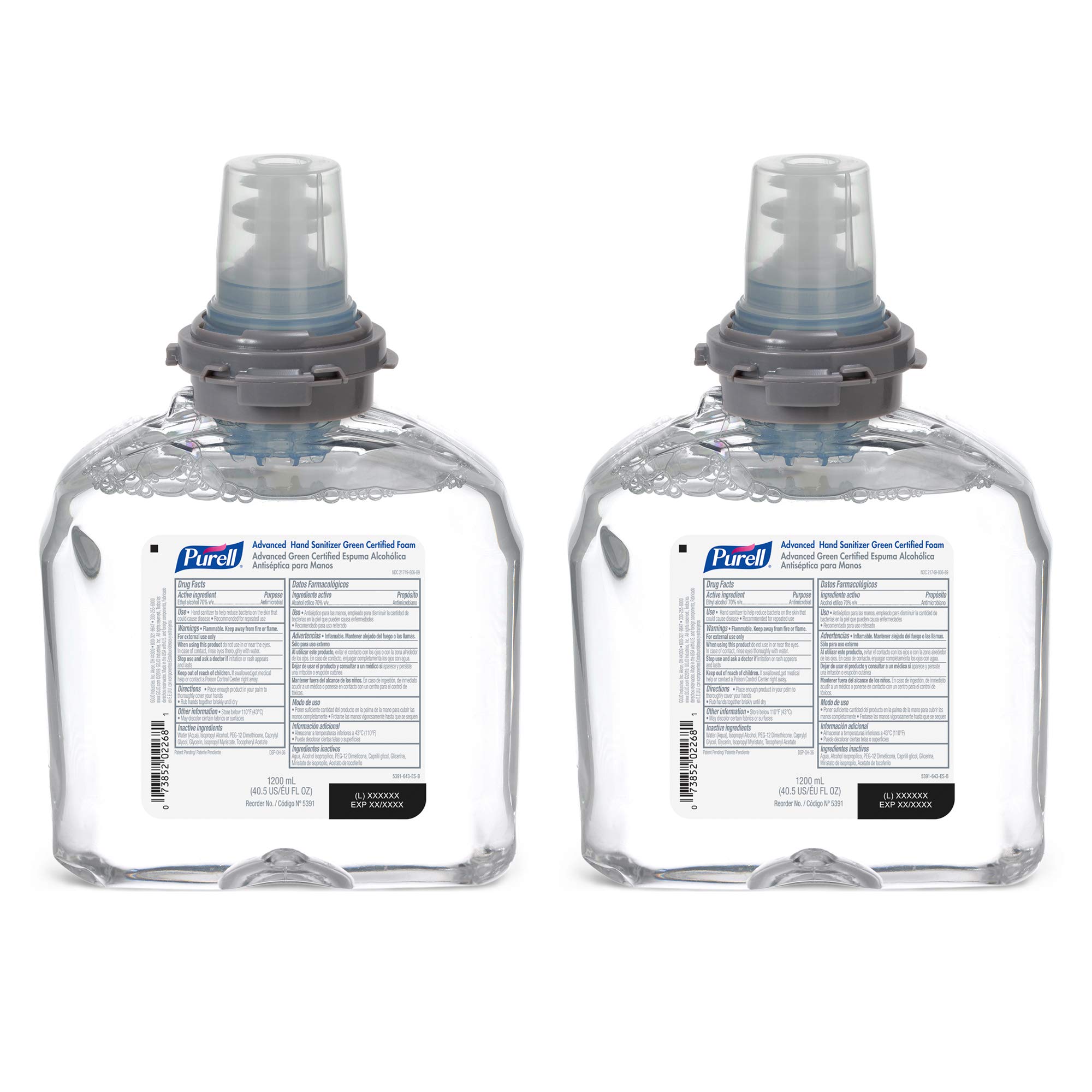 Purell TFX Green Certified Hand Sanitizer Foam Refill, 2ct x1200mL- 5391-02