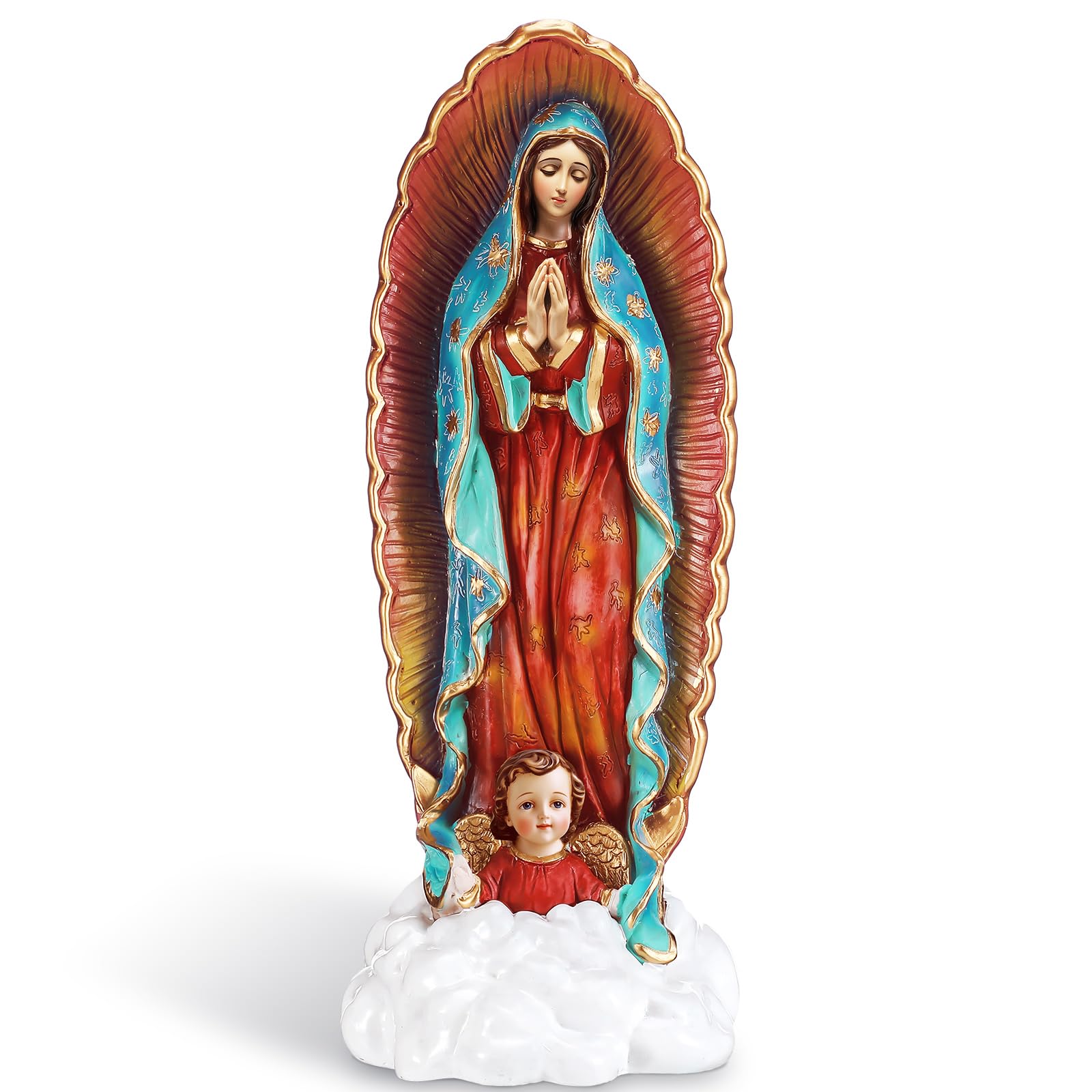 Marsui 12 Inch Our Lady of Guadalupe Statue, Resin Religious Christian Catholic Gift, Mother's Day Home Chapel Decor