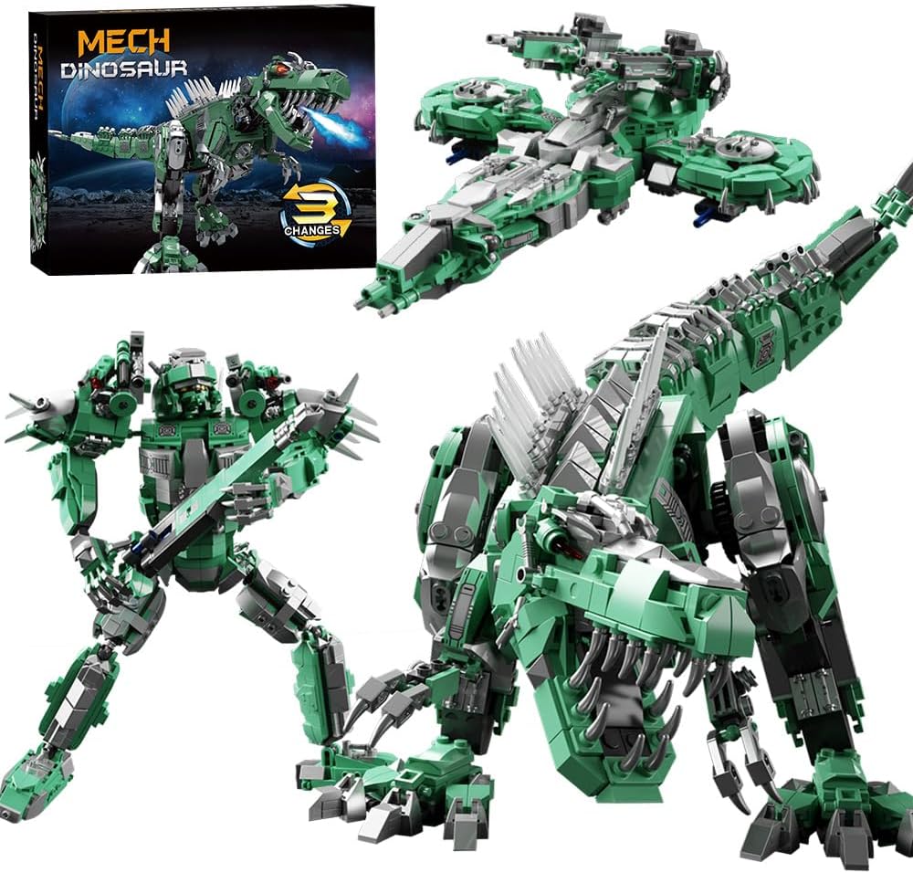 Mesiondy Dinosaur Building Kits，3in1 STEM Educational Building Sets for Boy 6+ and Adult, Gift -Best Dinosaur Toys & Activities Kits Present （1156 Pieces）