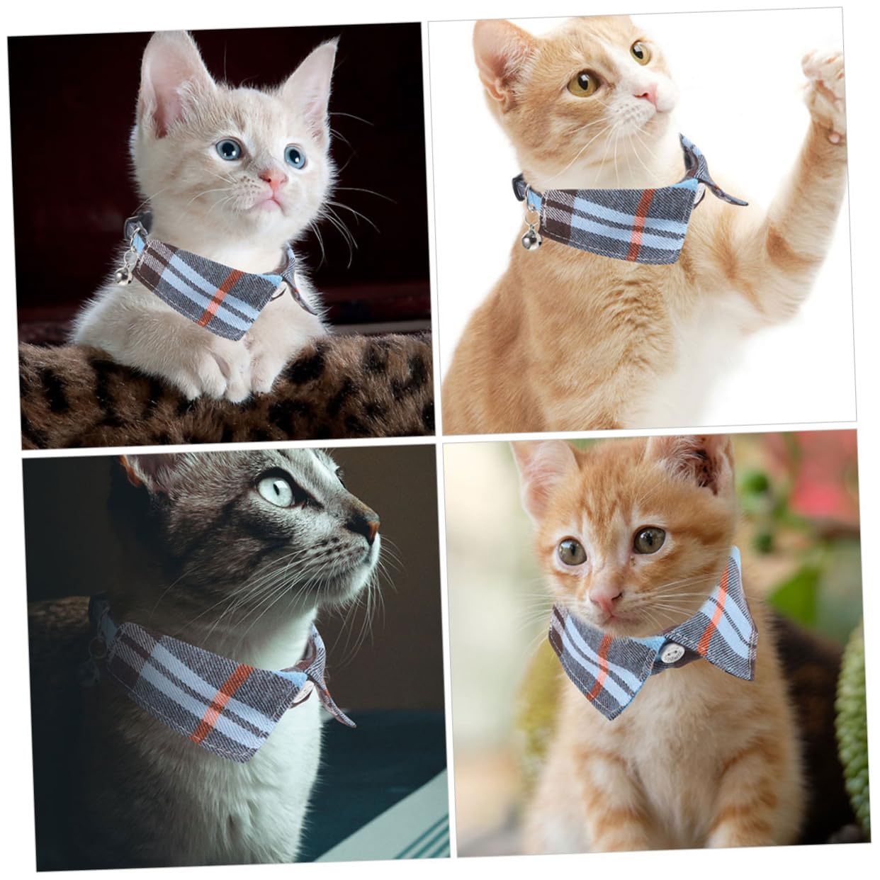 Kisangel 10pièces Collier pour Chat Réglable avec Clochette Et Nœud Décoratif Motif Écossais