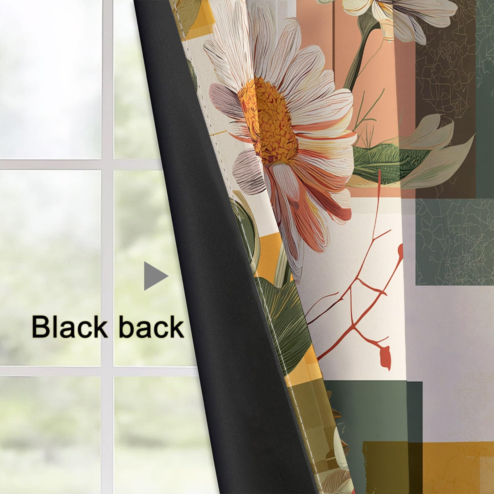 Rideaux Isolants 110L X 215H cm (2 Panneaux), Design Géométrie Abstraite Marguerite Tenture Opaque Anti-Chaleur pour Chambre Principale, Coloré