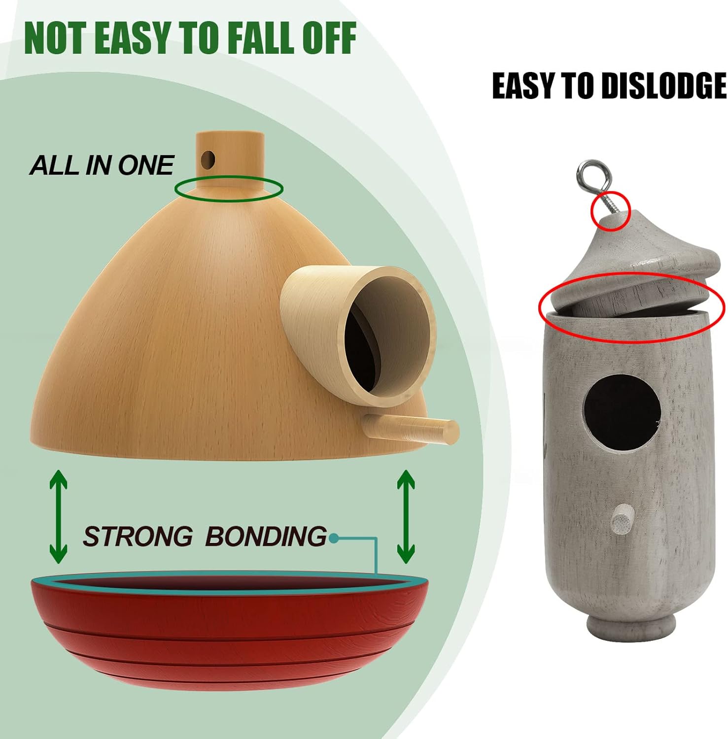 2 Pack Hummingbird House, Wooden Humming Bird Houses for Outside, Hanging Chickadee Nesting for Indoor Outdoor, Courtyard Decoration