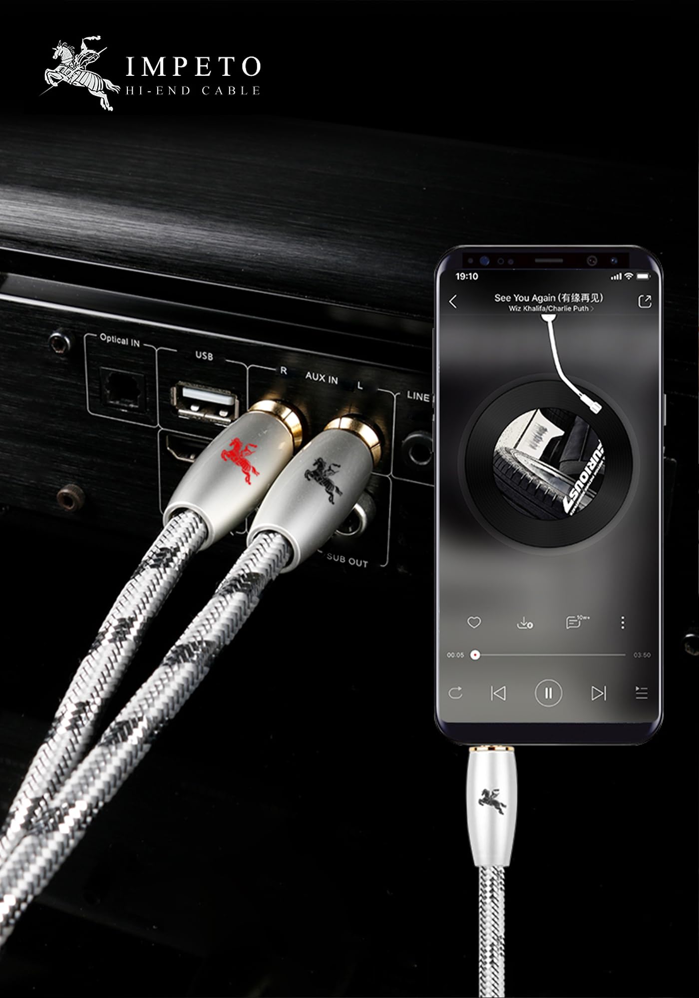 Impeto Audiophile kabel audio jack na cinch, 3,5 mm, jack cinch, stereo kabel audio do telewizora, komputera, telefonu komórkowego, odtwarzacza MP3, głośnika, kina domowego, radia samochodowego