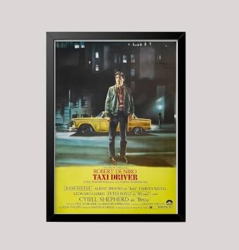 Taxi Driver Robert Deniro Jodi foster Vintage 1970's movie poster Wall Art print A4 Framed - Black Frame