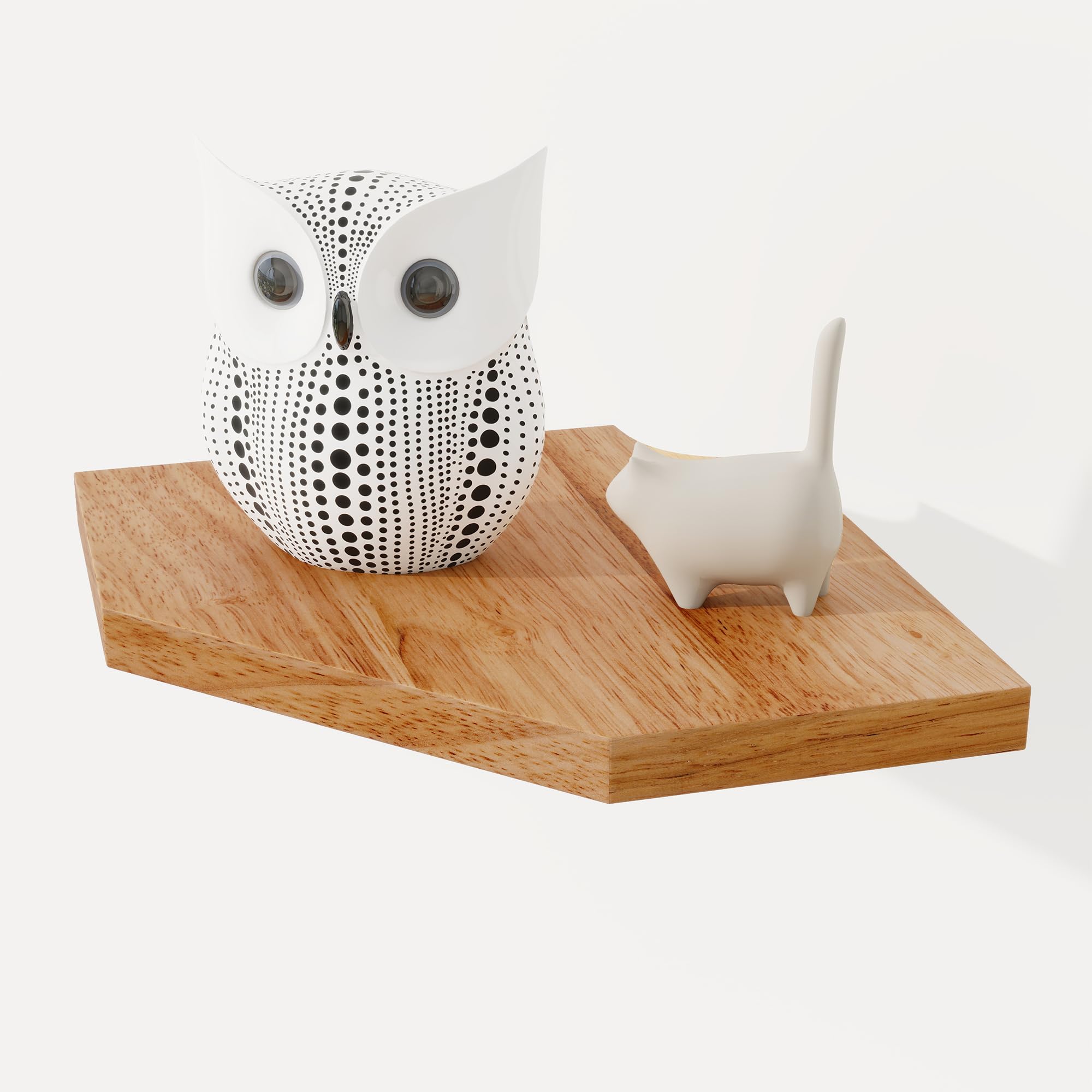 Fun Memories Corner Shelf Wall Mount, Solid Oak Wood Floating Corner Shelves with Cable Hole, 7in Rustic Design for Bedroom, Bathroom, Kitchen, Living