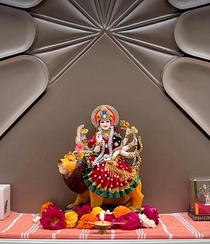 Miniatura 3 de Esplanade Escultura de estatua de ídolo de resina Maa Durga MATA Rani Sherawali Murti, multicolor (8 x 11.5 pulgadas)