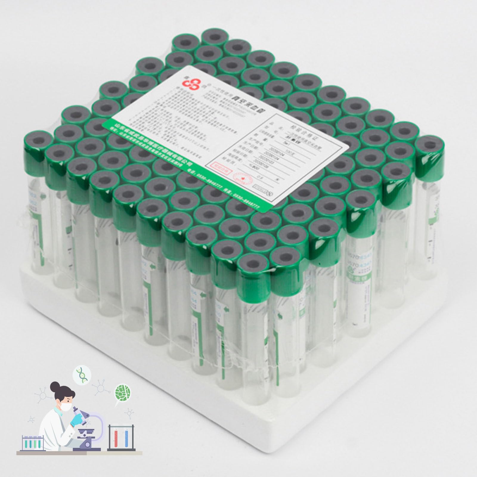 Plastikowe Probówki Próżniowe Pet (Heparyna Sodowa), 0,5 Ml/1 Ml Probówki Do Pobierania Krwi, 100 Szt. Do Pobierania Próbek Krwi W Laboratorium, Czas Wirowania 3 Minuty,1ML