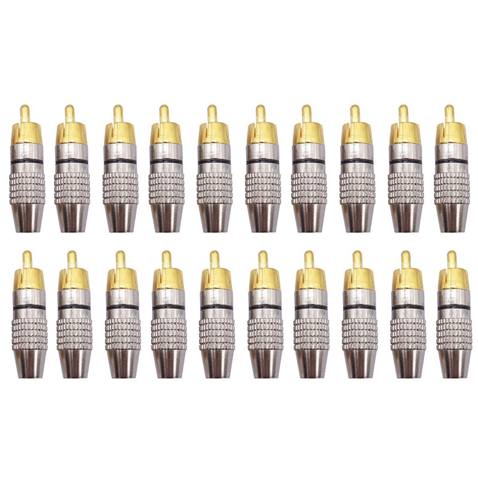 Adaptateurs connecteurs plaqués or à souder, prise Audio-vidéo RCA mâle pour haut-parleurs et amplificateurs 42x11mm, 20 pièces(Black)