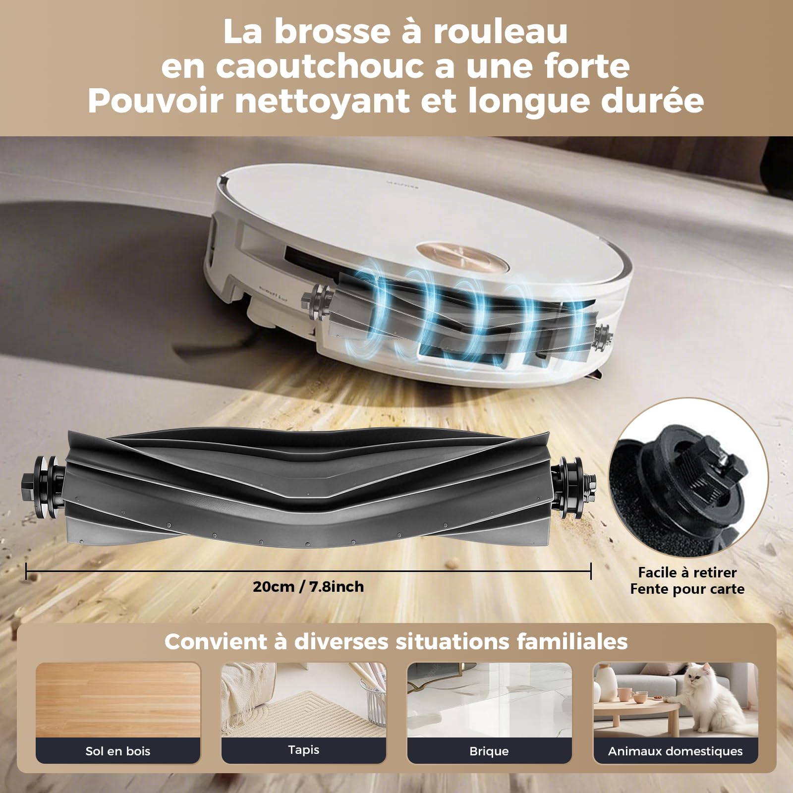 Accessoires pour Mova S70 robot aspirateur, 22pcs kits d'accessoires : 2 essuie-glaces, 2 brosses principales, 6 sacs à poussière, 6 brosses latérales, 4 filtres HEPA, 1 tournevis, 1 brosse-Yivy