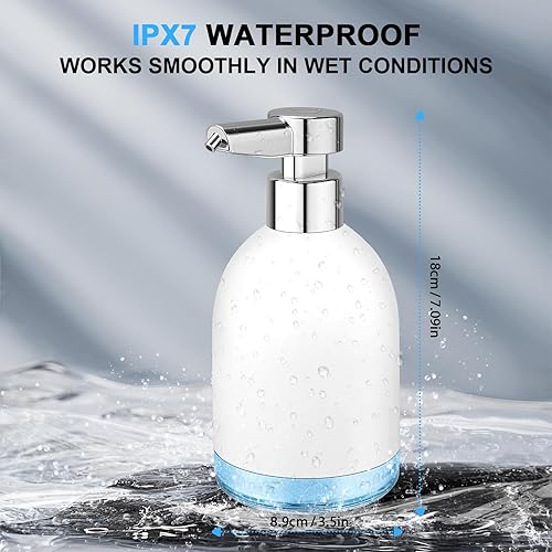 Miniatura 7 de Dispensador automático de jabón líquido sin contacto plástico de 11 oz - Dispensador de jabón inteligente automático eléctrico recargable blanco de