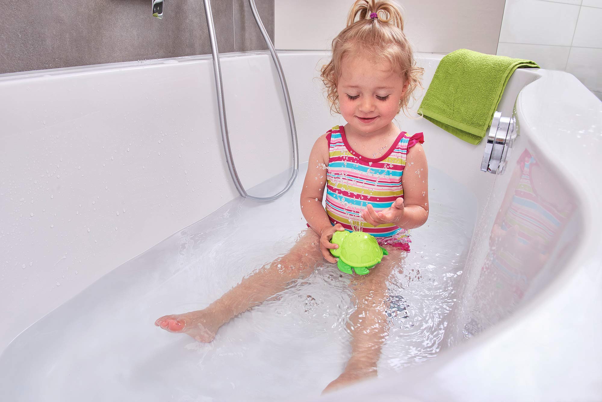 Simba 104010013 - ABC bath turtle 11 cm, swims and splashes small fountain, baby toys, bathtub toys, from 12 months - Image 4