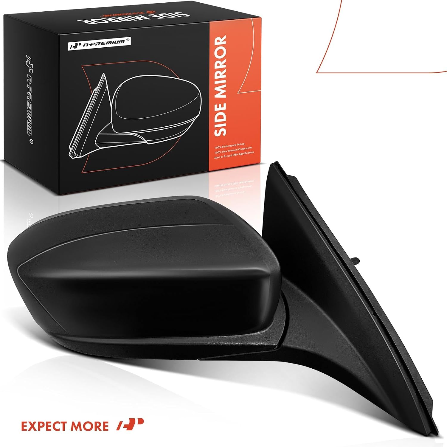 A-Premium Passenger Side Manual Door Mirror - Compatible with Honda Accord 2003 2004 2005 2006 2007 - Non-Heated Manual Folding Black Outside Rear View Mirror - Replace# 76200SDAA03