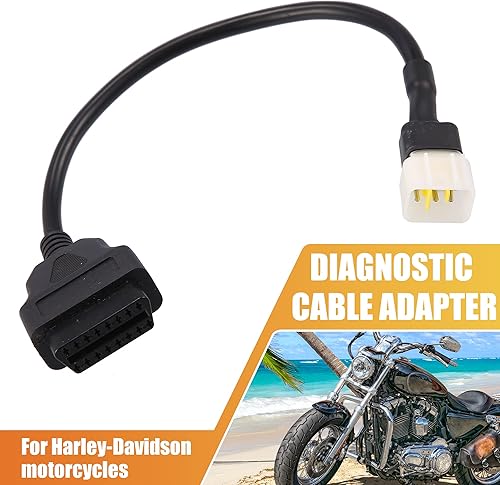Miniatura 2 de X AUTOHAUX 14.4 in 1.2ft 6 Pin macho a OBDII Cable hembra Cable adaptador de diagnóstico Cable de diagnóstico de la motocicleta OBD2 escáner