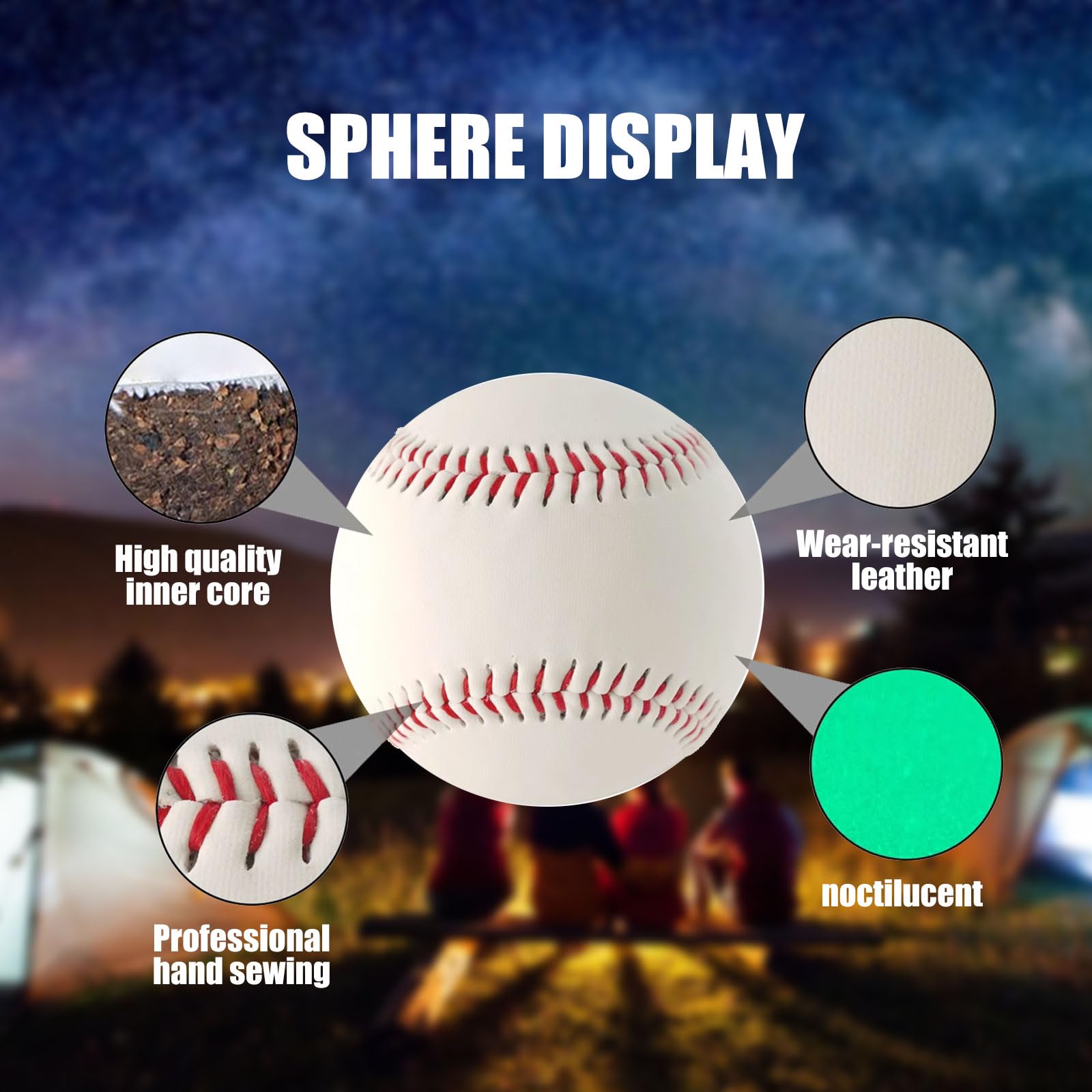 GKK Baseball-Baseball, leuchtet im Dunkeln, 22,9 cm, Standardgröße, PVC-Leder, grün, leuchtend, für Jugendliche und Erwachsene, die Fang- und Schlagspiele spielen, 2 Stück