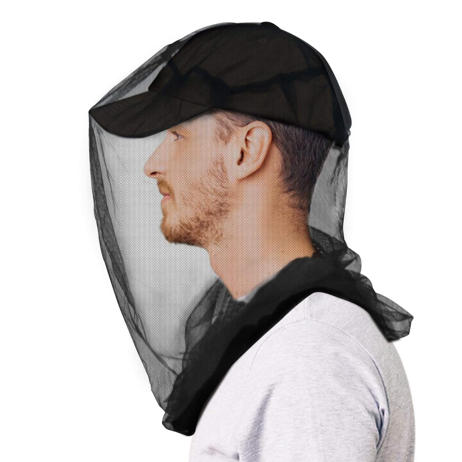 tupi Premium Mosquito Head Net Mesh, 2 Pack Bug Face Net for Fly & Mosquito Protection | Ultra Large & Long, Finest Holes for Camping, Hiking, Fishing, Gardening, Safari, Fits All Hats for Men & Women