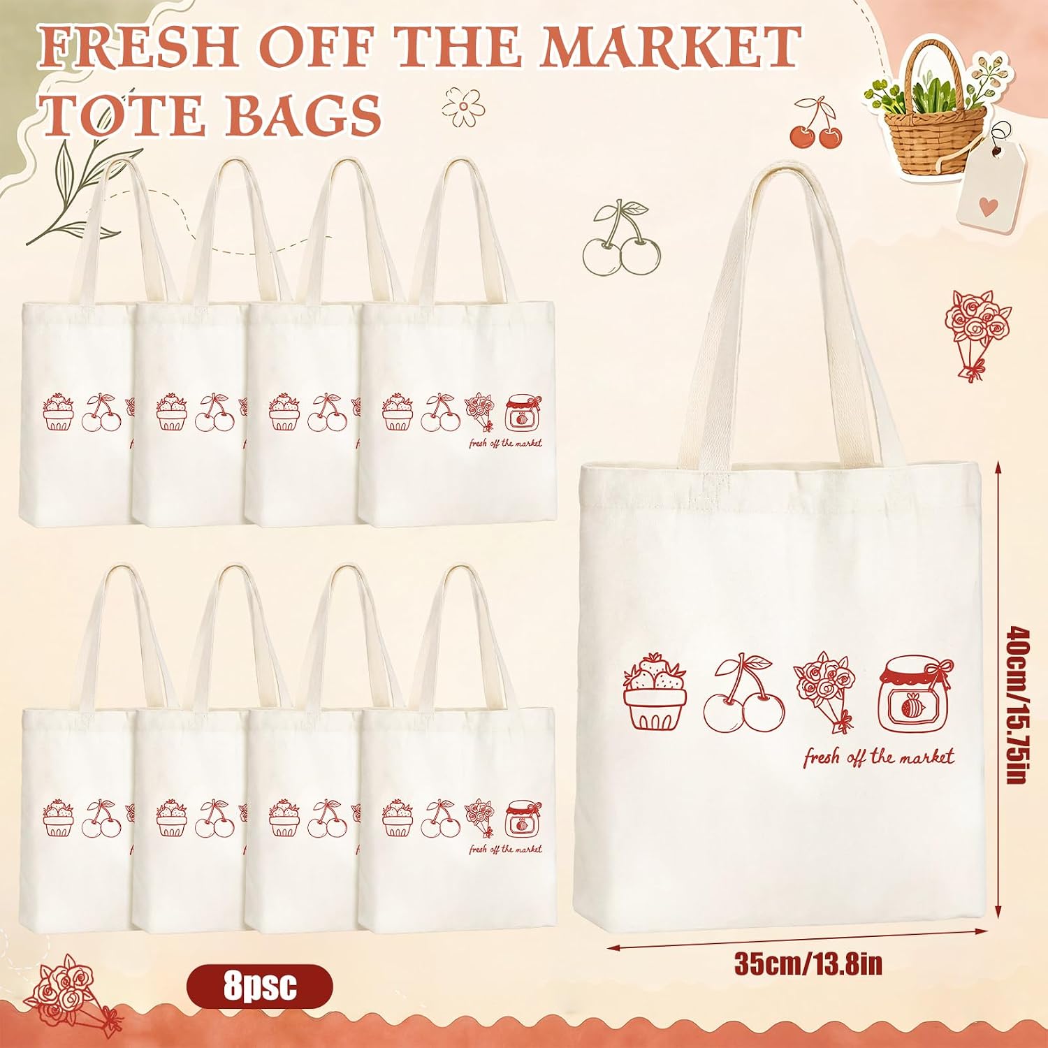 Shinylin 8 Pcs Fresh off The Bachelorette Market Tote Bags Party Favor image 4