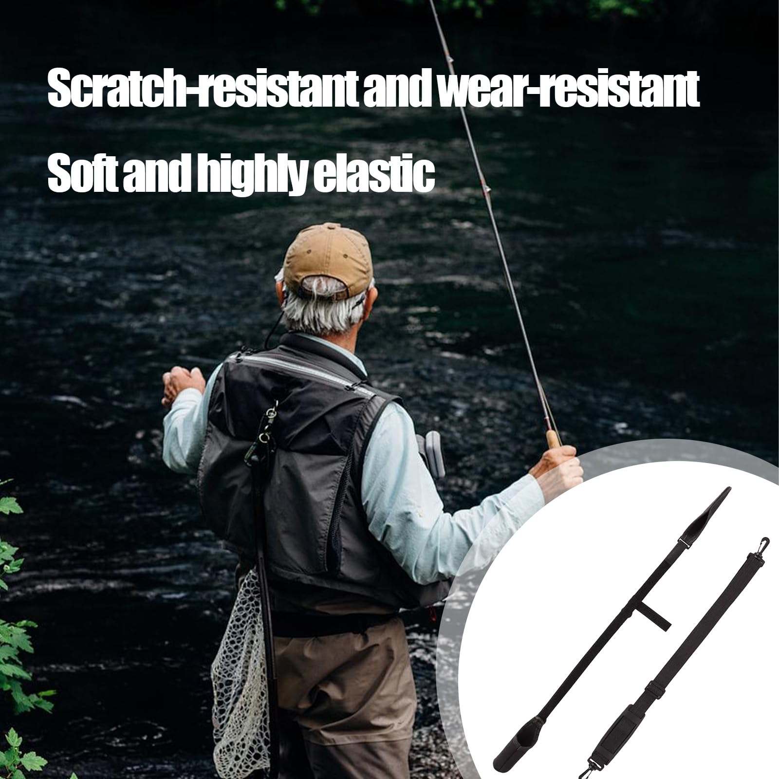 Protector de Caña de Pescar Ajustable en Neopreno Magic Baits - Cinta Protectora Duradera y Resistente para Cañas de Pesca de Dos Piezas, para Transporte Seguro y Protección Óptima (Negro, 1 Par)