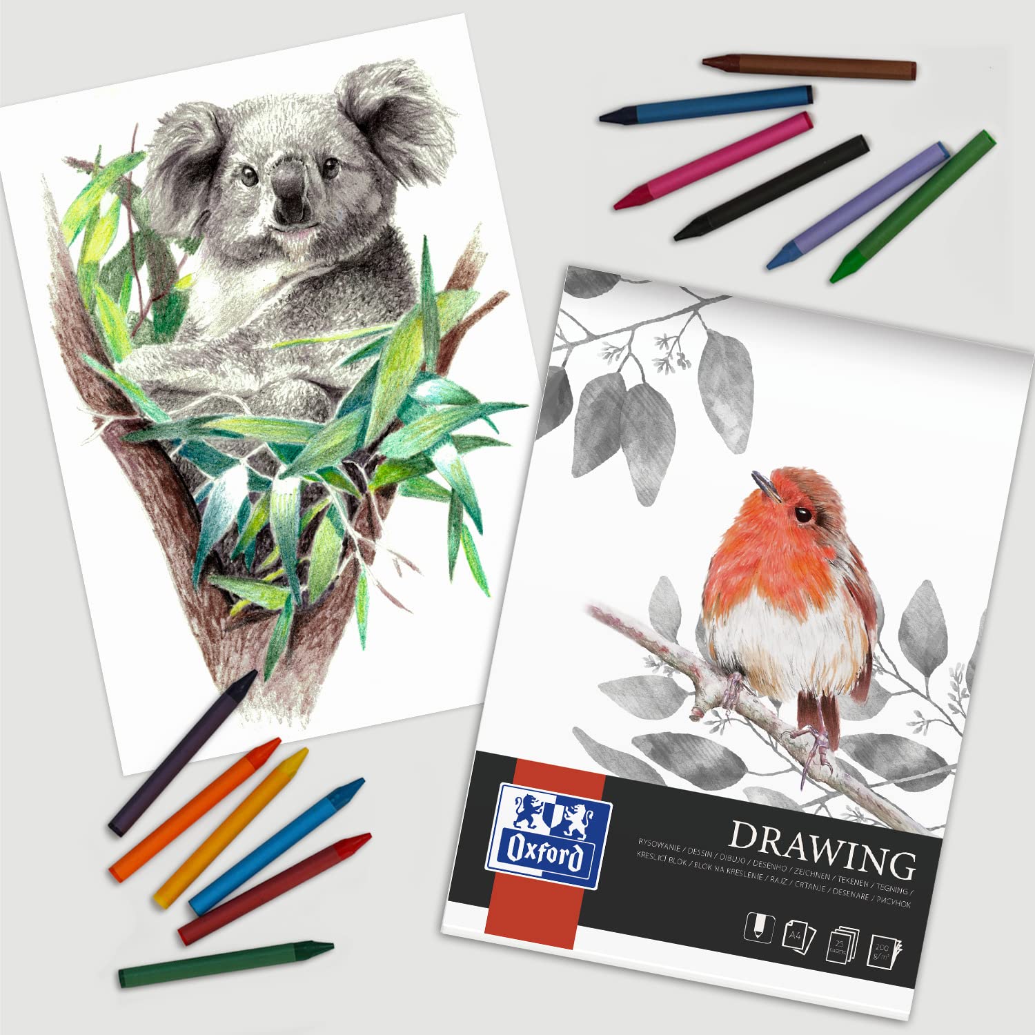 Oxford Art Zeichenblock, säurefreies, recycelbares Papier (Zeichenblock A3 40 Blatt 160g/m², 5)