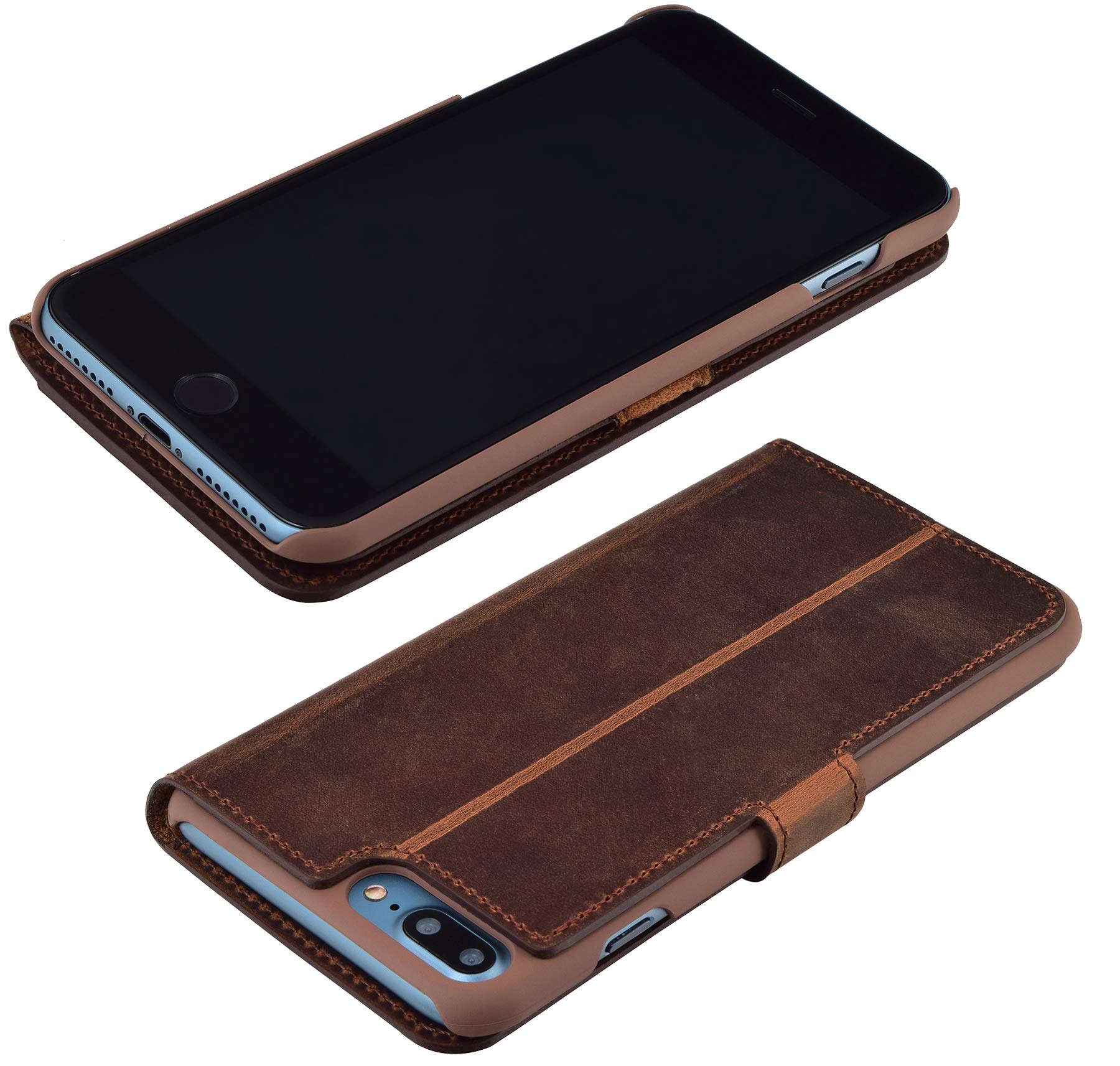 Suncase Leder-Hülle Für Motorola Moto G7 Plus – Mit Standfunktion & Kartenfach, Kaffeefarben