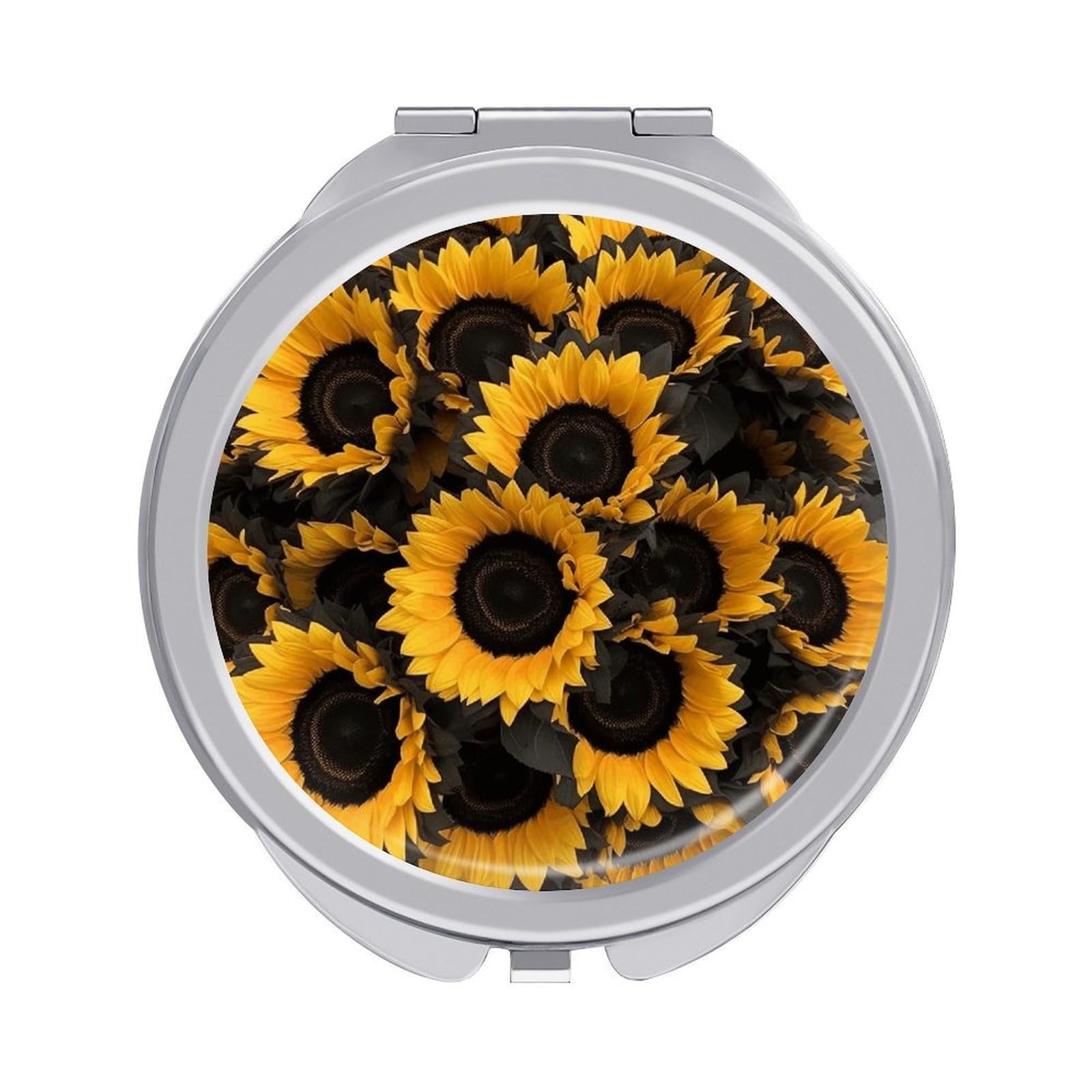 VstaDank A Bouquet of Black Sunflowers Compact Mirror for Purses Round Fashion Travel Makeup Mirror 2X /1x Magnifying Double Sides Mini Mirrors Portable Pocket Mirrors for Handbag Purse Women Gift