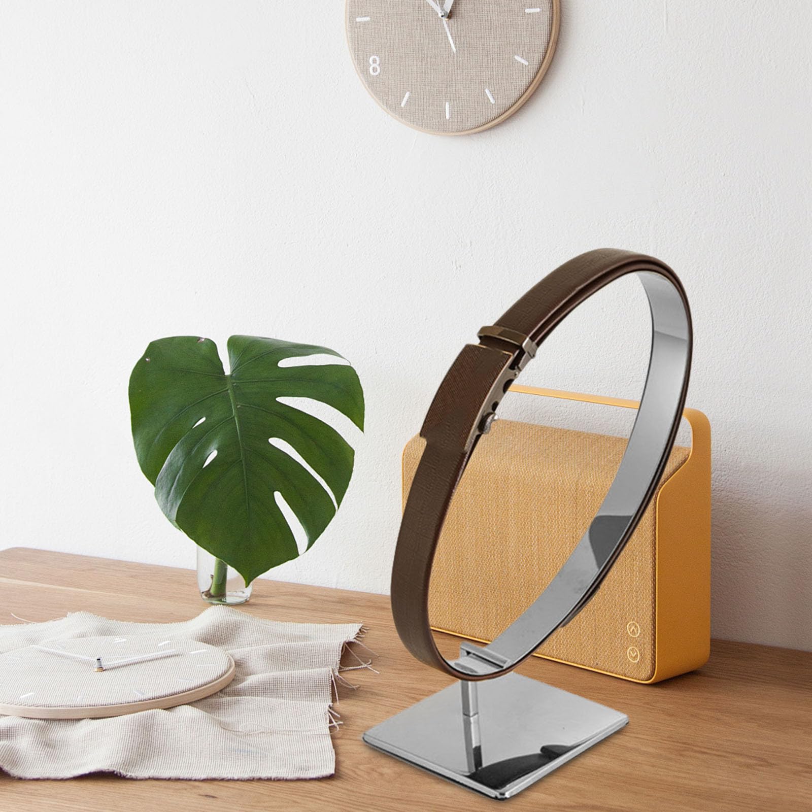 Artibetter Espositore per Cinture da Tavolo in Metallo Inox Base Salvaspazio Porta Cinture Bordi Arrotondati per Negozi e Supermercati Resistente e Compatto