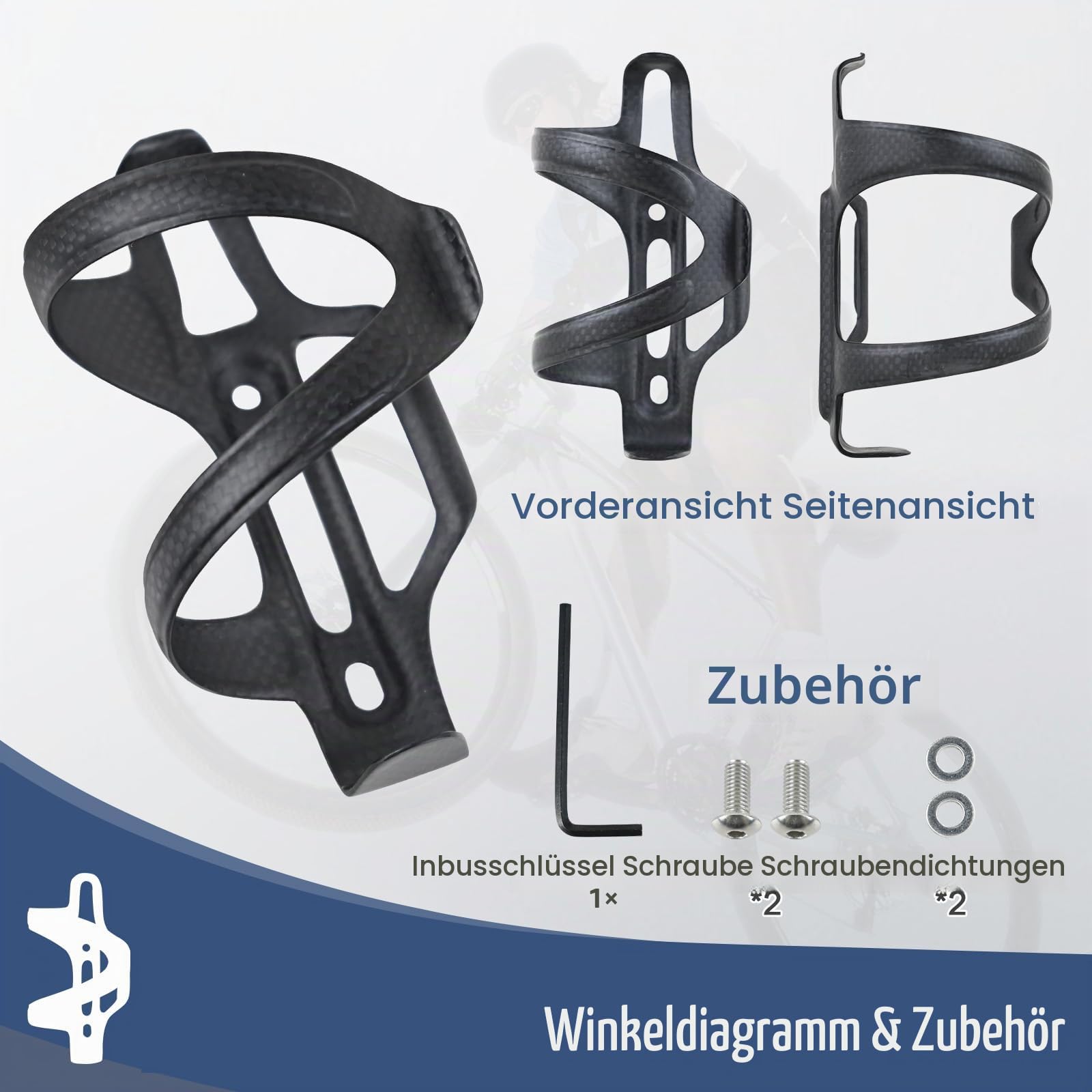 ROADNADO Carbon Flaschenhalter Fahrrad Trinkflaschenhalter Ultraleicht Stark Wasserflaschenhalter Getränkehalter MTB Rennrad Linke und rechte Öffnung 