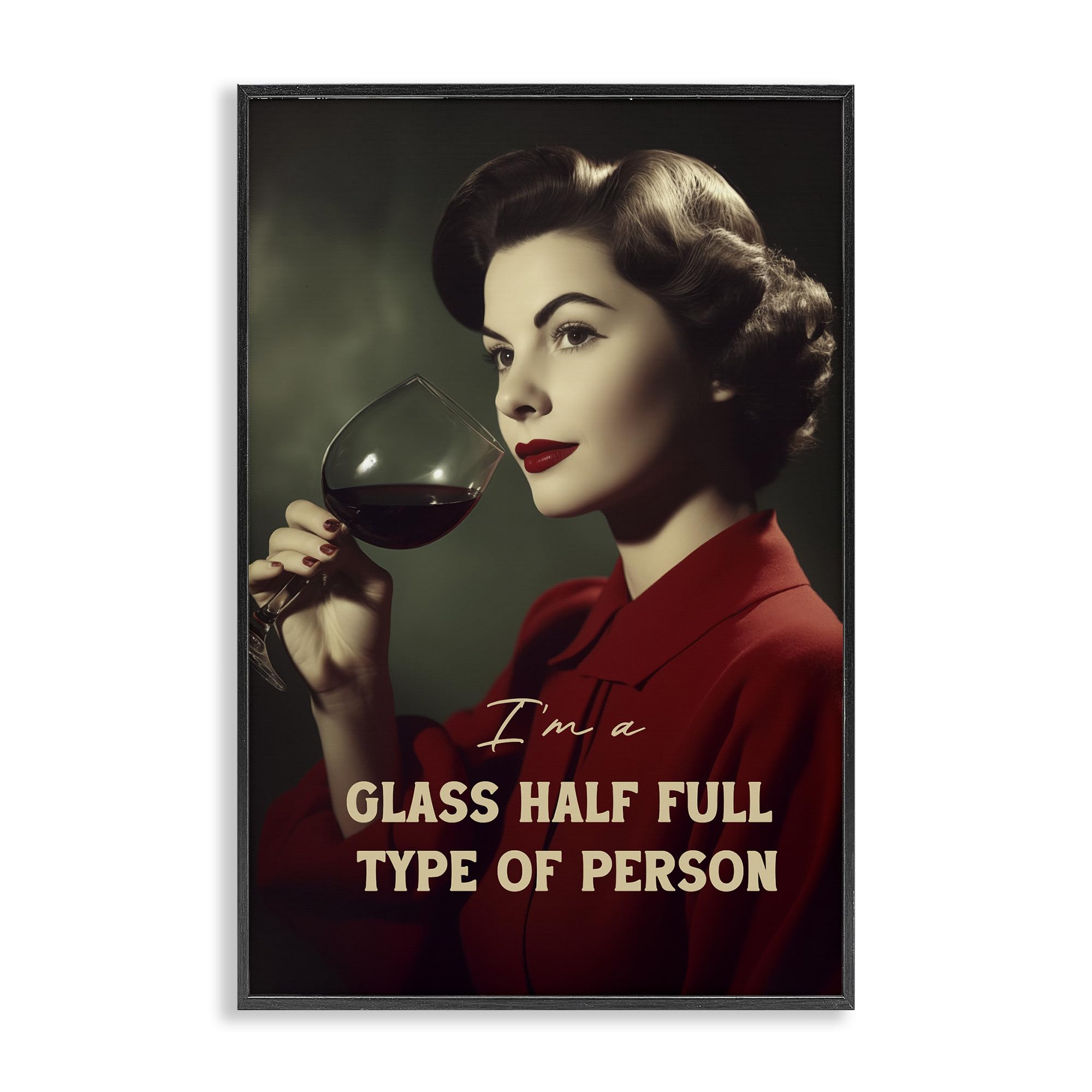 Stupell Industries 'Glass Half Full Person', Framed Giclee Art, Black, 16 x 24 Inches, Easy to Hang and Sturdy, Made in USA, by Andreas Magnusson