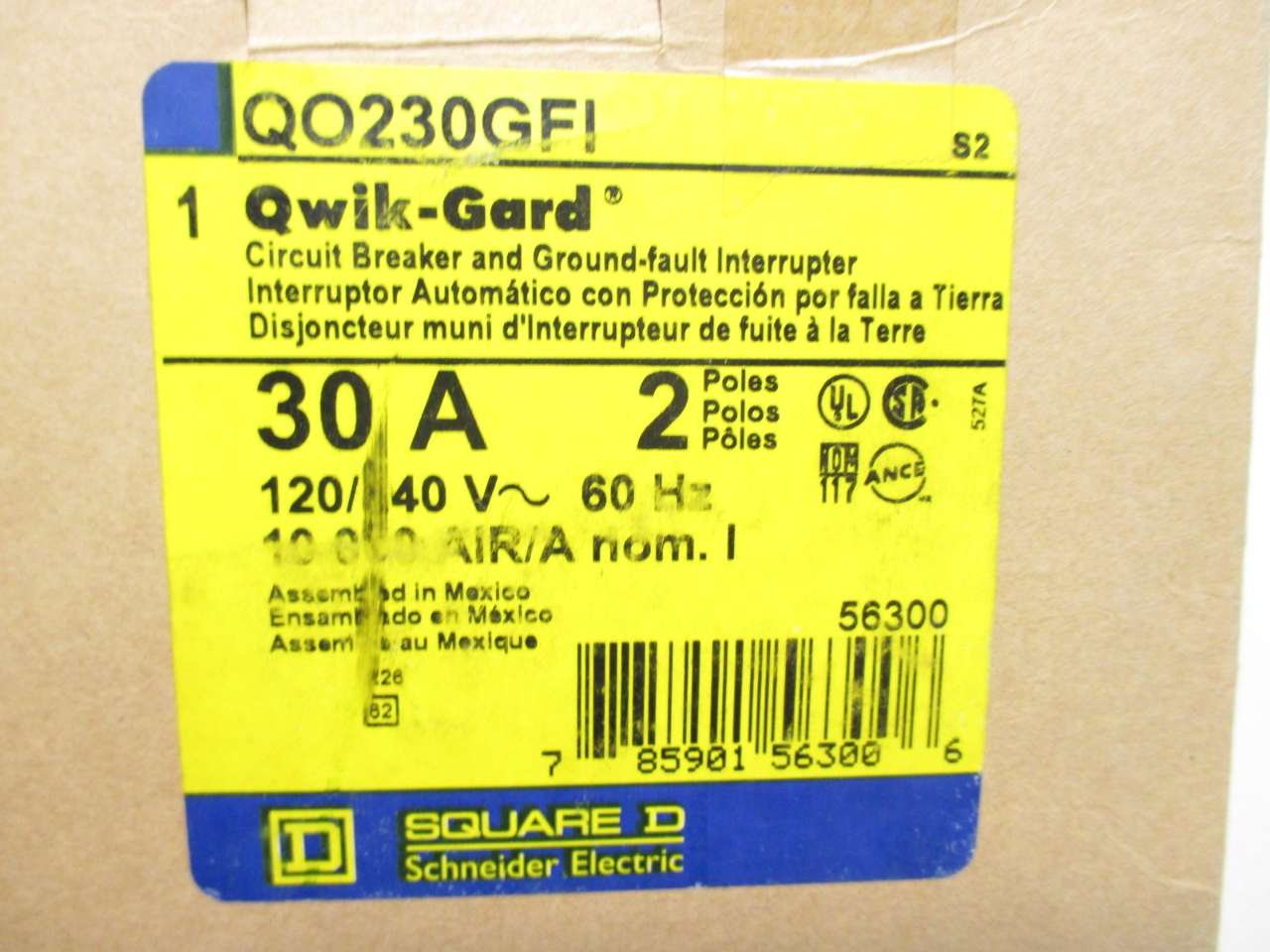 SQUARE D by Schneider Electric QO230GFI Miniature Circuit Breaker 120/240V 30A