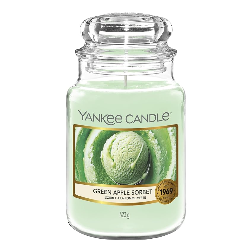 Yankee Candle Candela profumata in giara grande, Green Apple Sorbet, Durata Fino a 150 Ore, Regali ottimi per le donne