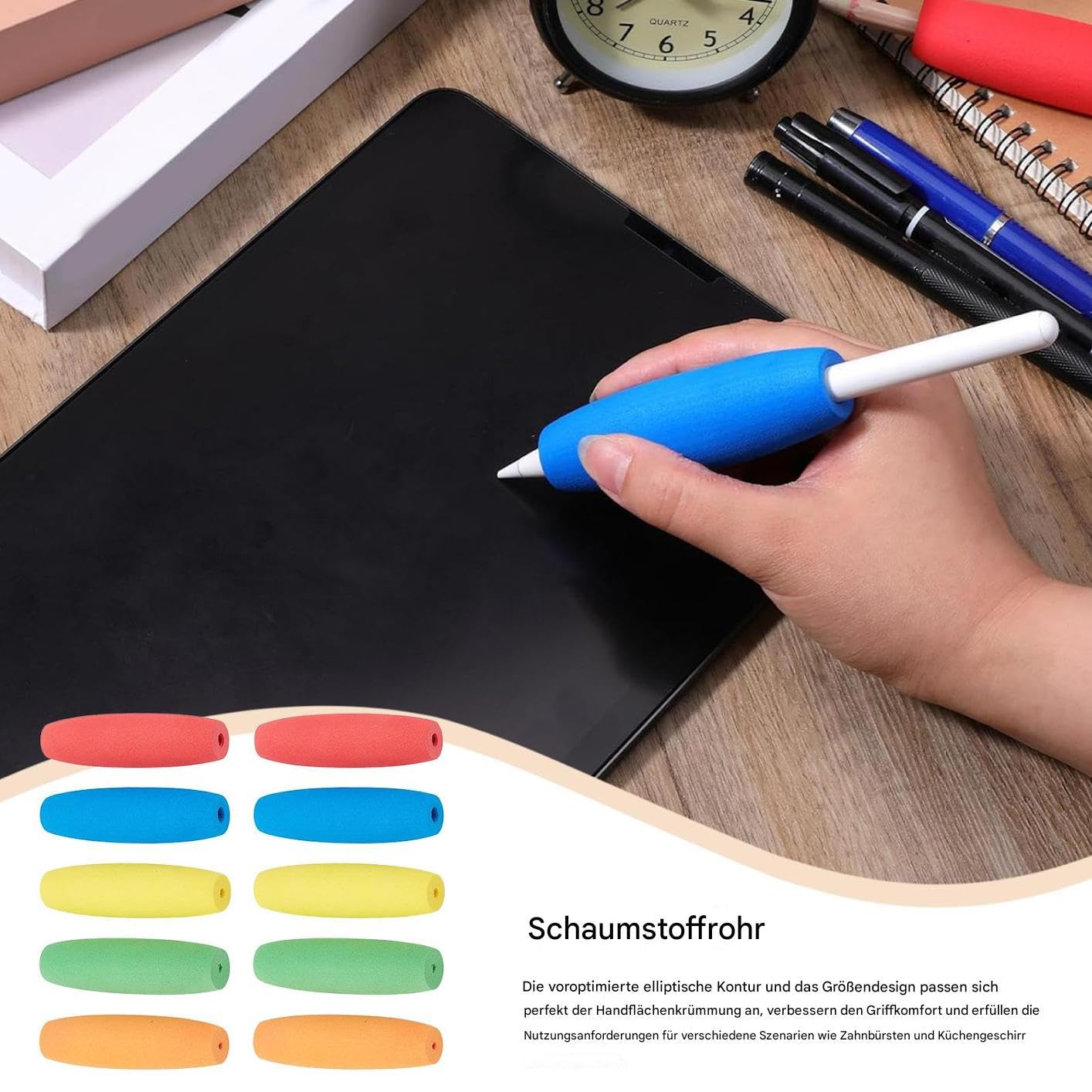 Piankowy uchwyt na sztućce, 10 sztuk, dla seniorów, antypoślizgowe, miękkie, dla seniorów, do robótek ręcznych, szczoteczek do zębów, sztućców