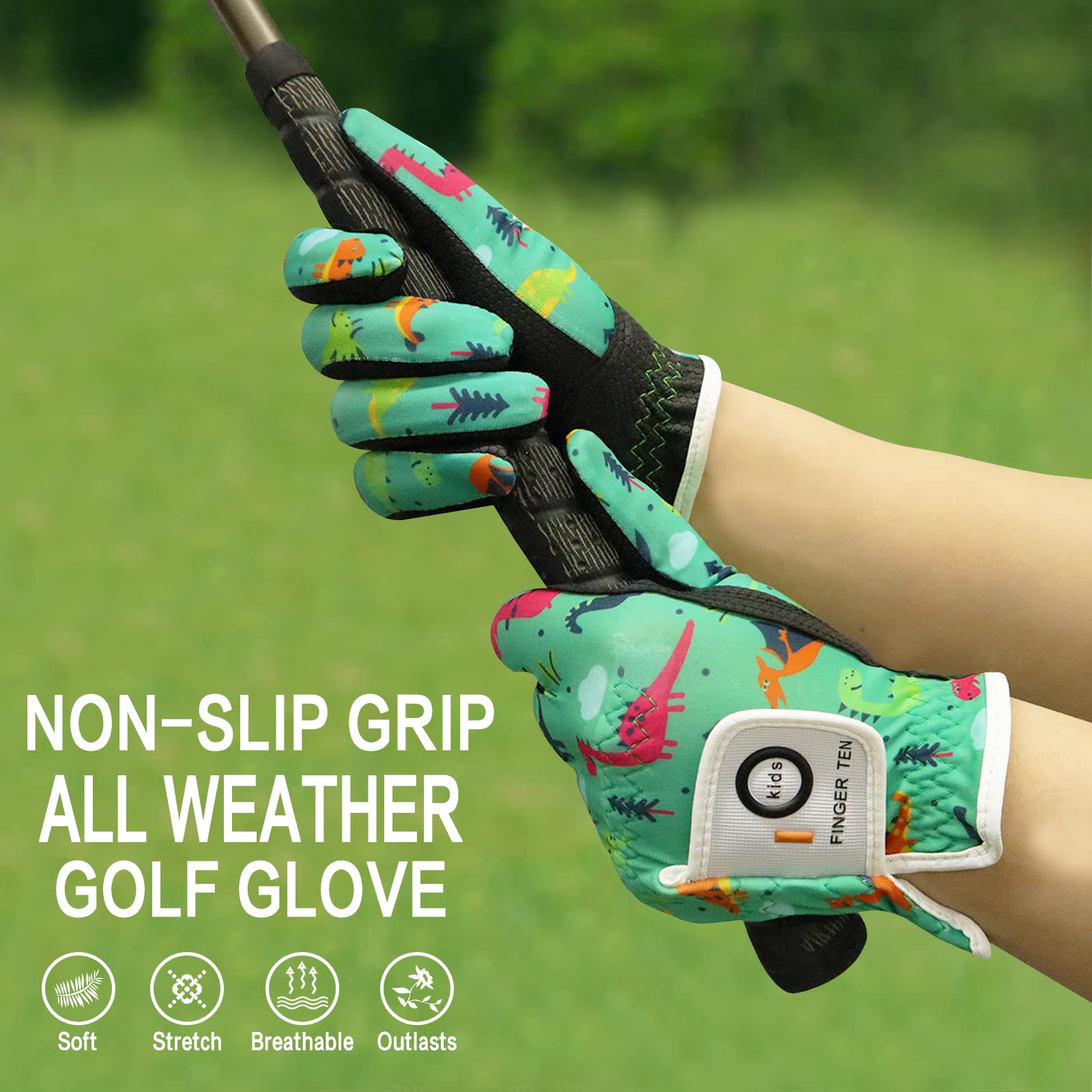 Guantes de golf para niños, jóvenes, niños y niñas, 1 paquete de guantes de golf para zurdos, microfibra sintética transpirable, para diestros, para niños de 4 a 13 años