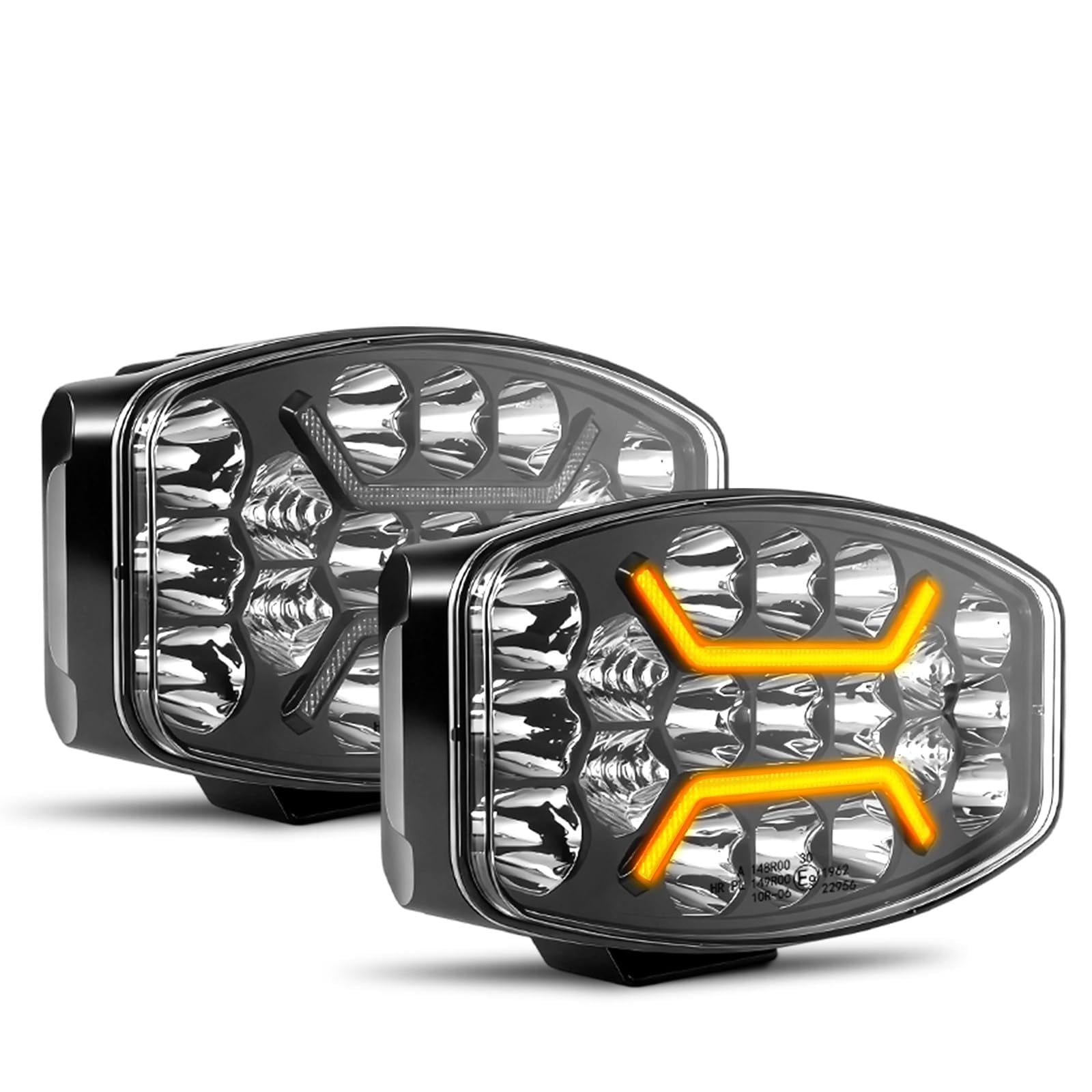 CO LIGHT Feux LED 10 Pouces 150W 35000LM Spot Flood Combo LED Camion Longue Portée avec Feux De Jour Ambre et Blanc Phare de Travail pour Camion 4x4 Tracteur BTP 12V 24V Certifié IP68 ECE 2 pièces