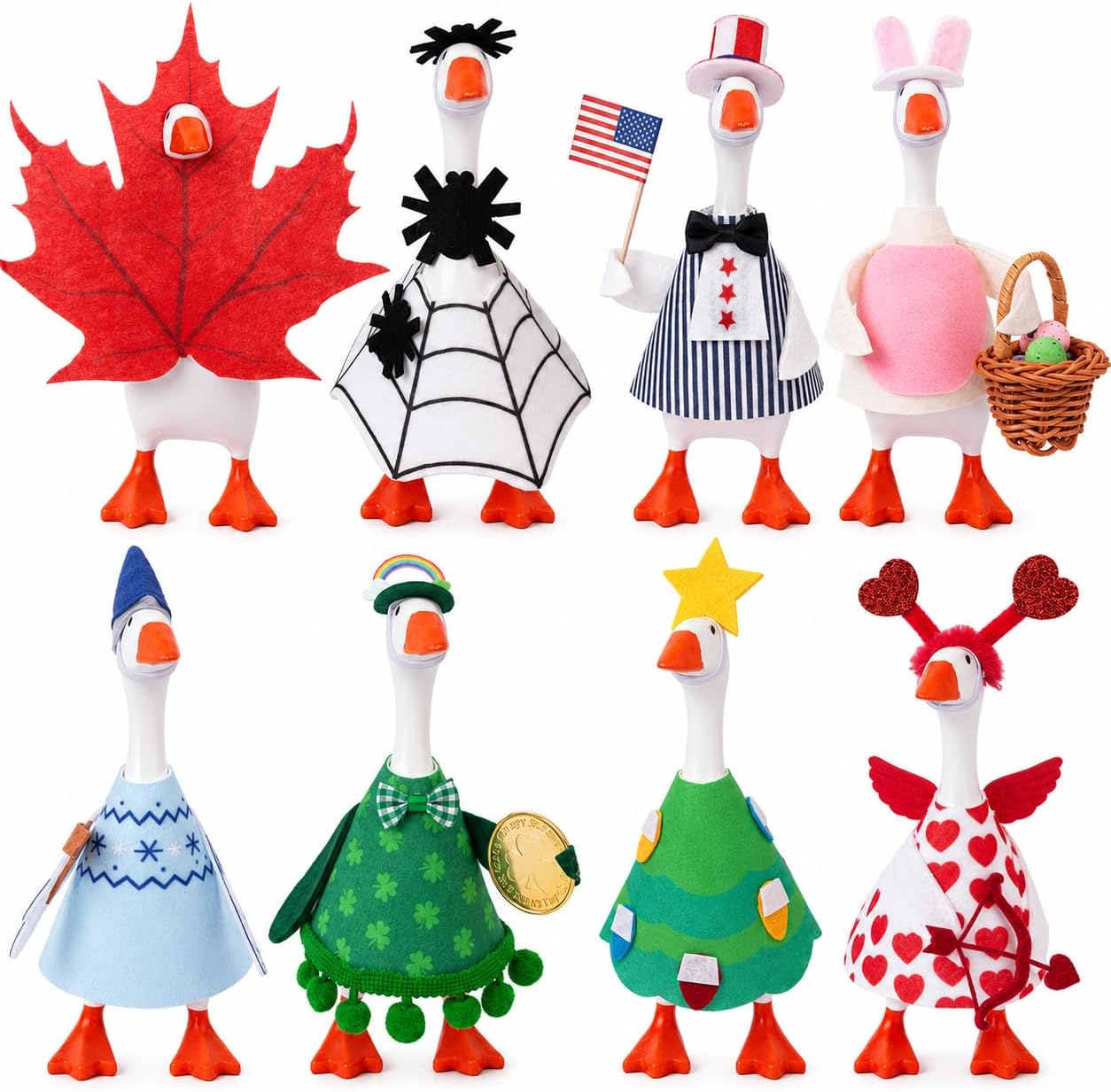 8 Set 7 Inch Desk Goose Outfits Holiday Desk Goose Clothes with Hats | Decor Accessories for Magnetic Desk Goose, Seasonal Mini Goose Costumes for Summer, Halloween, Thanksgiving, Christmas & more