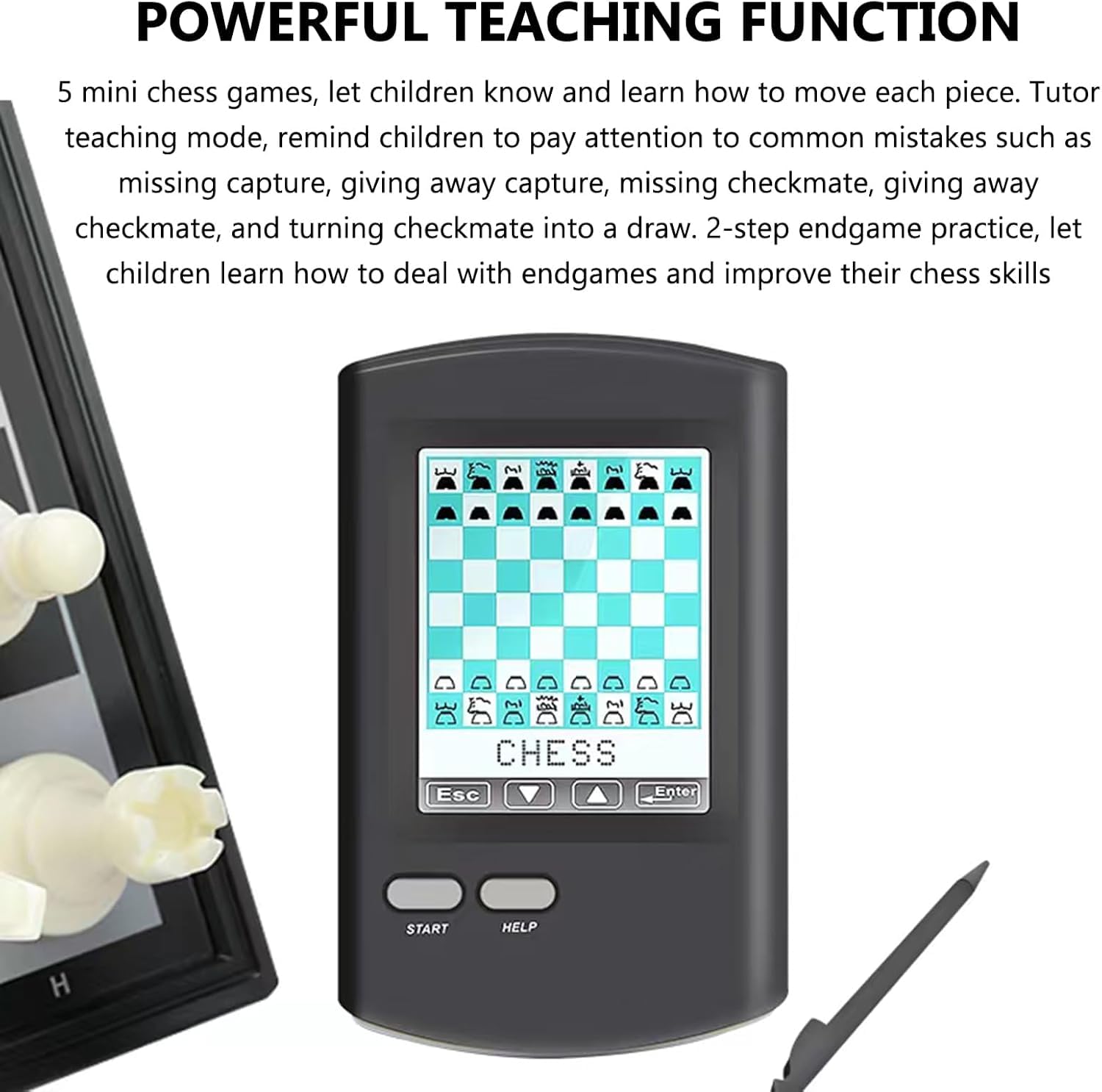 Échiquier électronique Portable, échiquier Informatisé, Avec Stylet, Réglages Horizontaux à Plusieurs Niveaux, Pliable Pour Un Rangement Pratique, Pour Les Amateurs D'échecs Et Toute La Famille