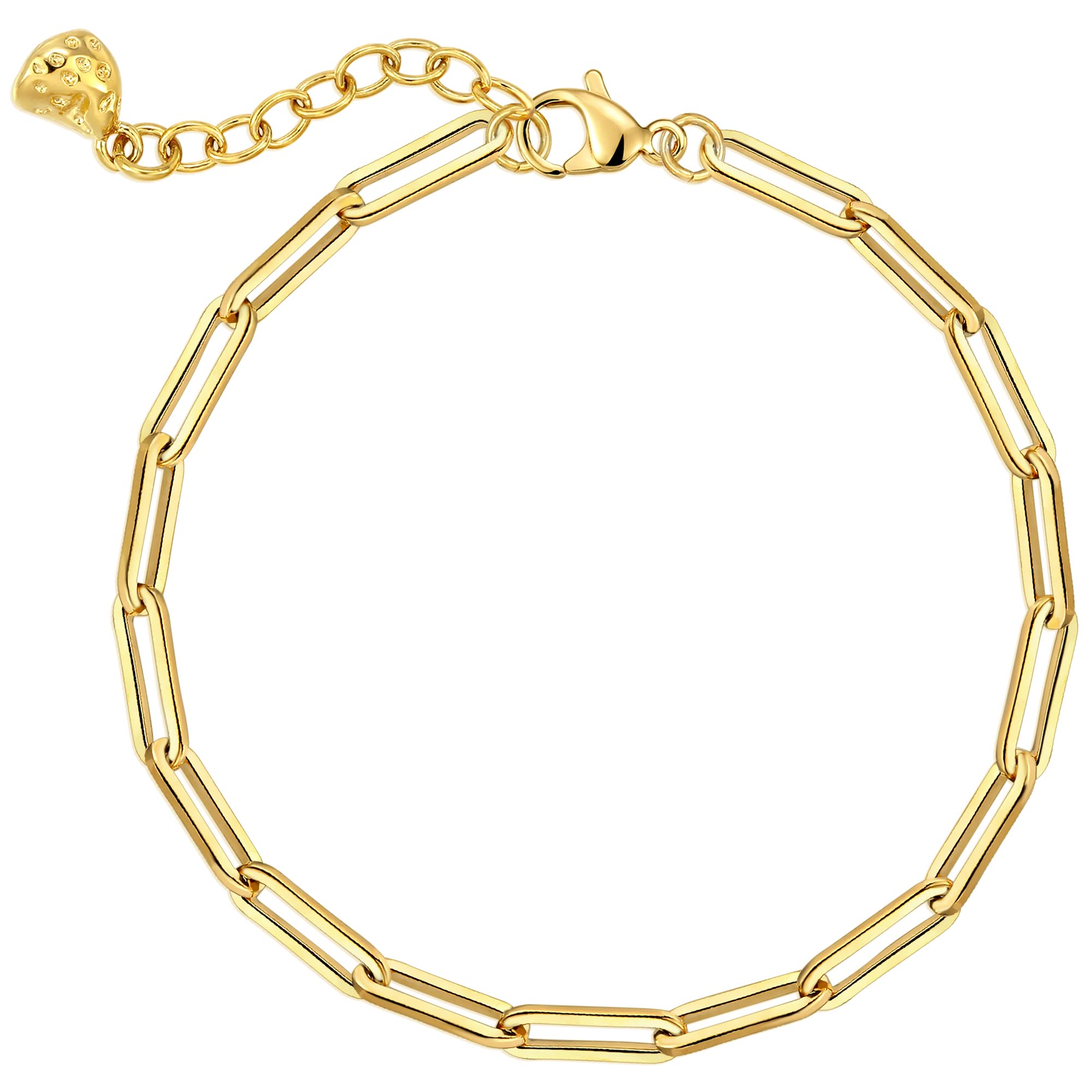 WEARON Gold Bracelet for Women 14K Gold Plated Snake Herringbone Figaro Cuban Bead Paperclip Cable Box Chain Simple Jewelry