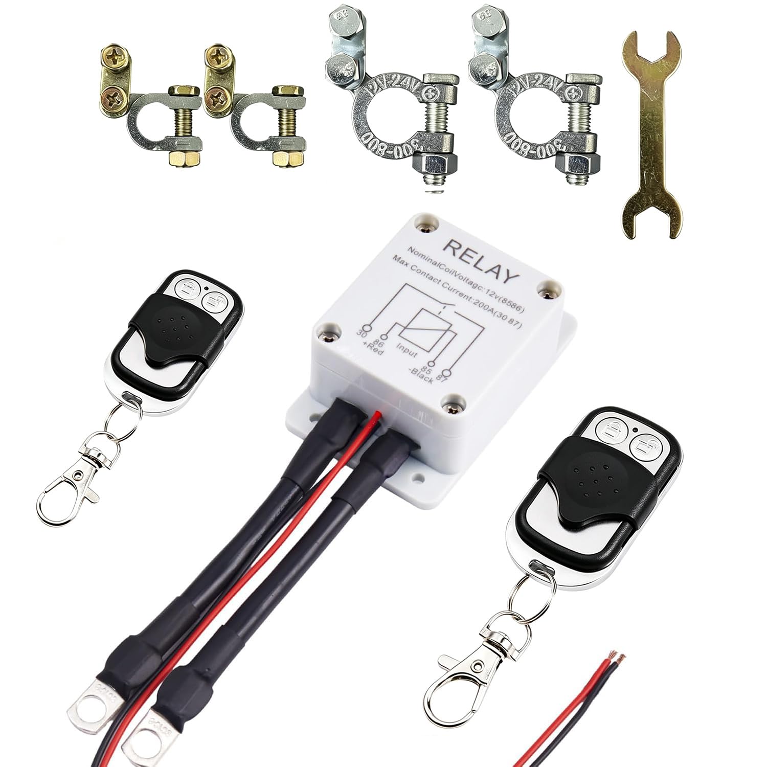 Interrupteur De Déconnexion De La Batterie à Distance,DC12V 200A 164 Pieds De Longue Distance Sans Fil pour Voiture Antivol Interrupteur D'isolation Utilisé pour Voitures Et Camping-Cars(ABS)