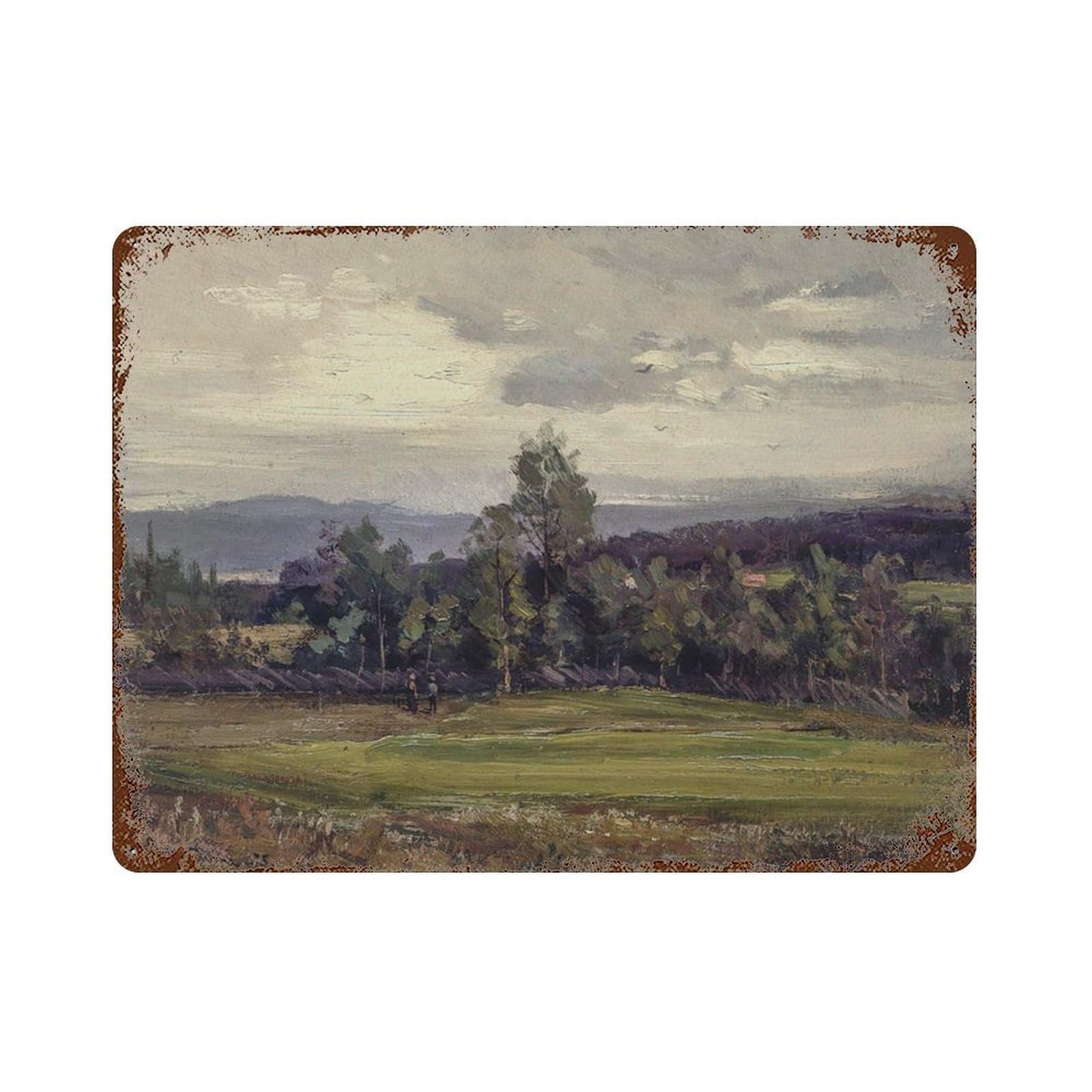 xiaoxiaoshen Vintage Landscape Painting, Muted，Cottage Aesthetic, Tonal Wall Decor Art Metal Tin Poster Modern Home Decor Art Home Bar Shop Decorations Vintage Sign 30x40cm