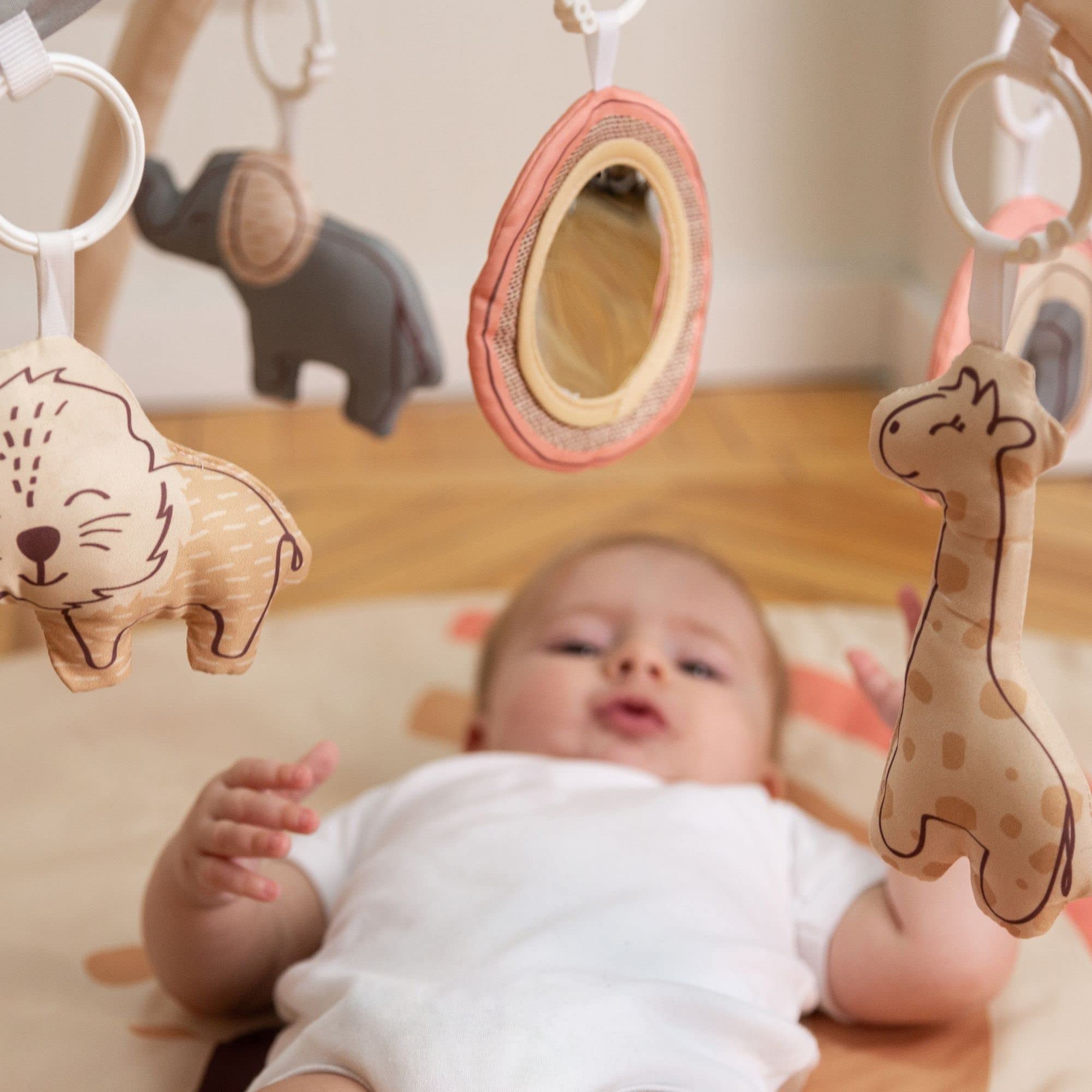 Hakuna Matte Arco de juegos para bebé, extra gruesa y suave manta para gatear para bebé, con espejo de descubrimiento y 4 arcos de juego, manta de juego para bebé en bonito diseño de arco iris – EN71,