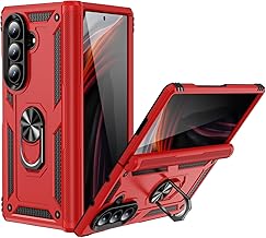Asuwish Phone Case for Samsung Galaxy Z Fold 7 Cover Magnetic Stand Ring Holder Cell Accessories Heavy Duty Rugged Protective Shockproof ZFold Z7 G Fold7 7Z Girls Women Men Red